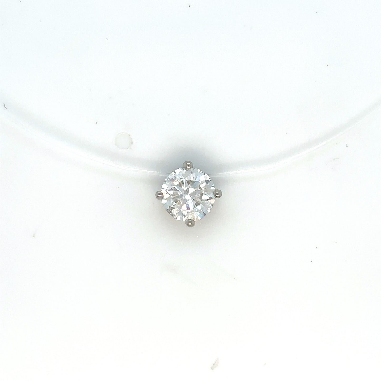 000927 - Bespoke 0.91ct Round Brilliant Cut Natural Diamond "Floating" Pendant Necklace In Platinum 4 Claw