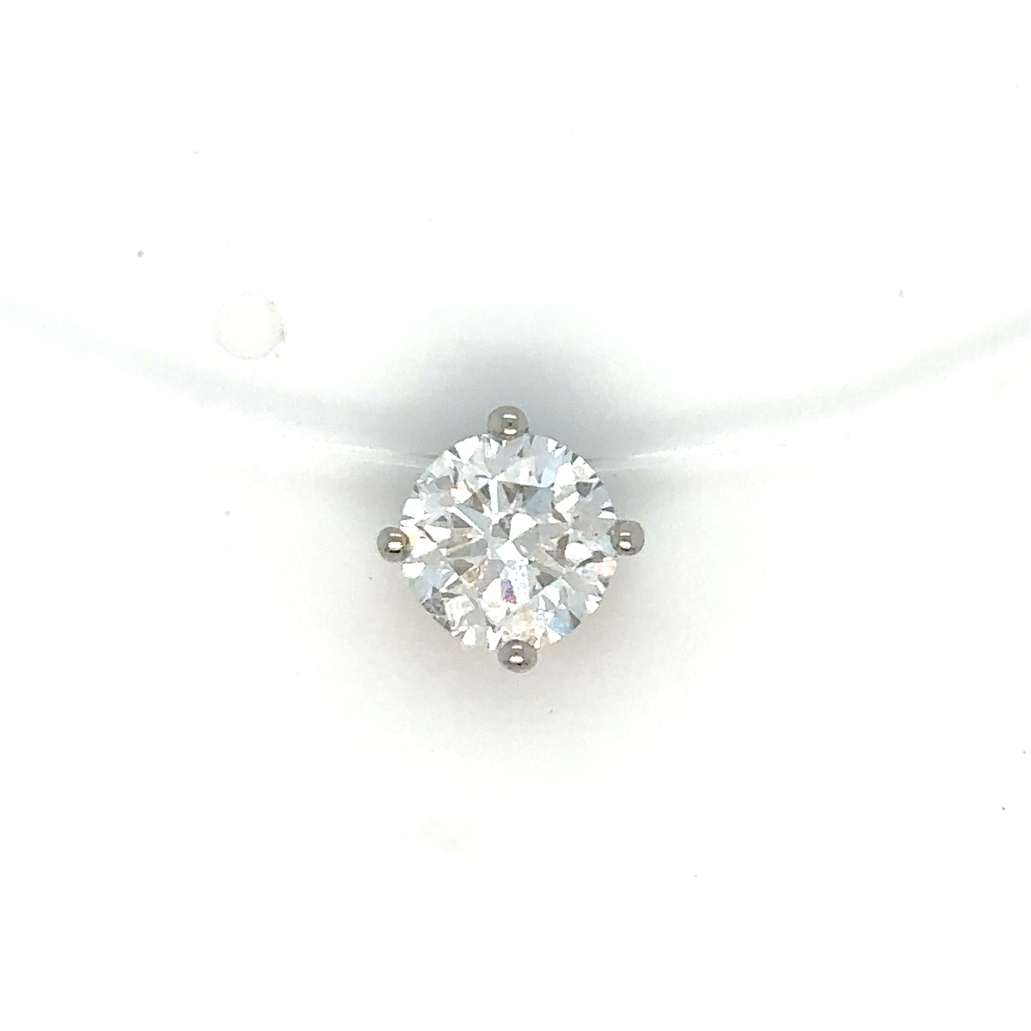 000927 - Bespoke 0.91ct Round Brilliant Cut Natural Diamond "Floating" Pendant Necklace In Platinum 4 Claw