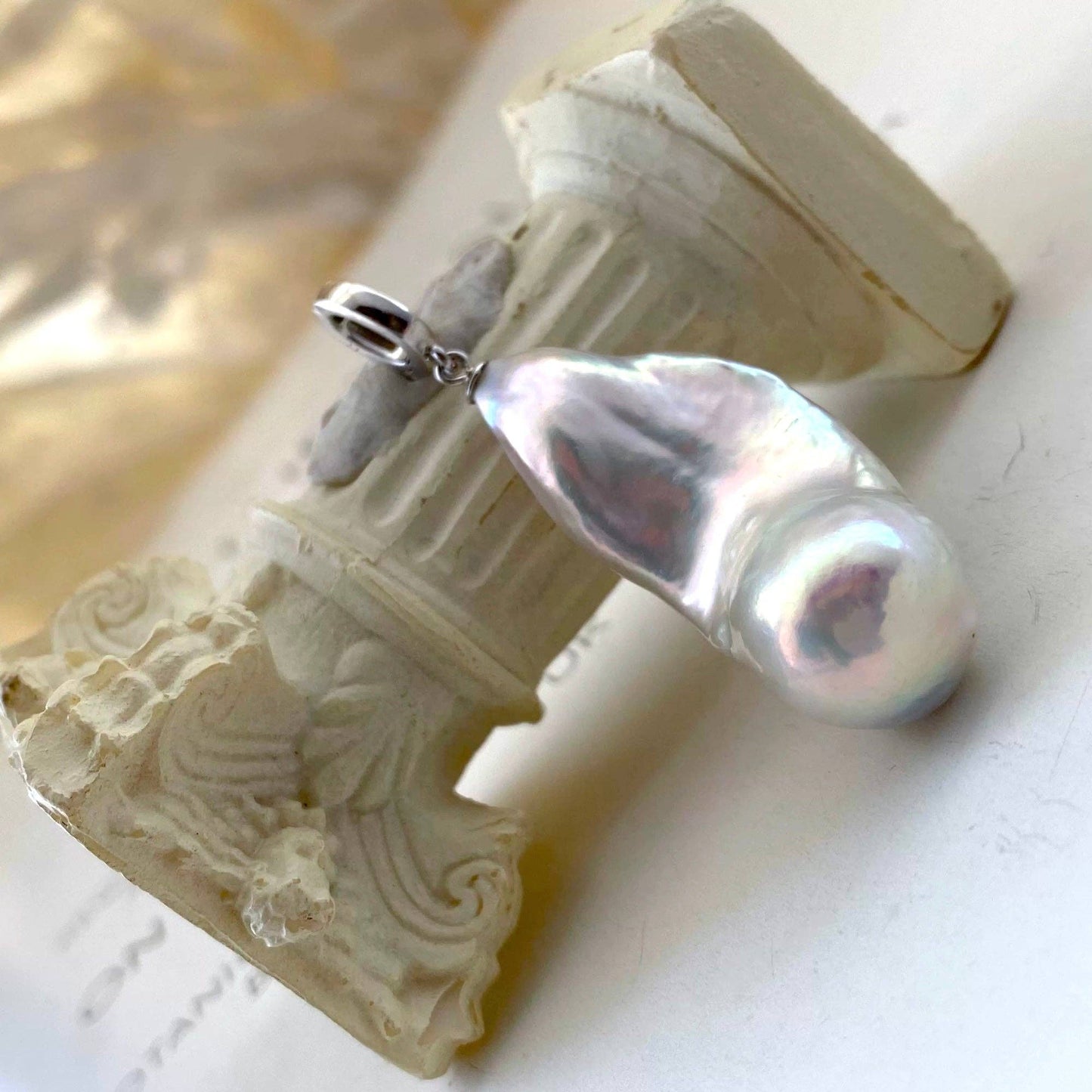 Large Baroque Pearl, Sterling Silver Removable Pendant, small bail