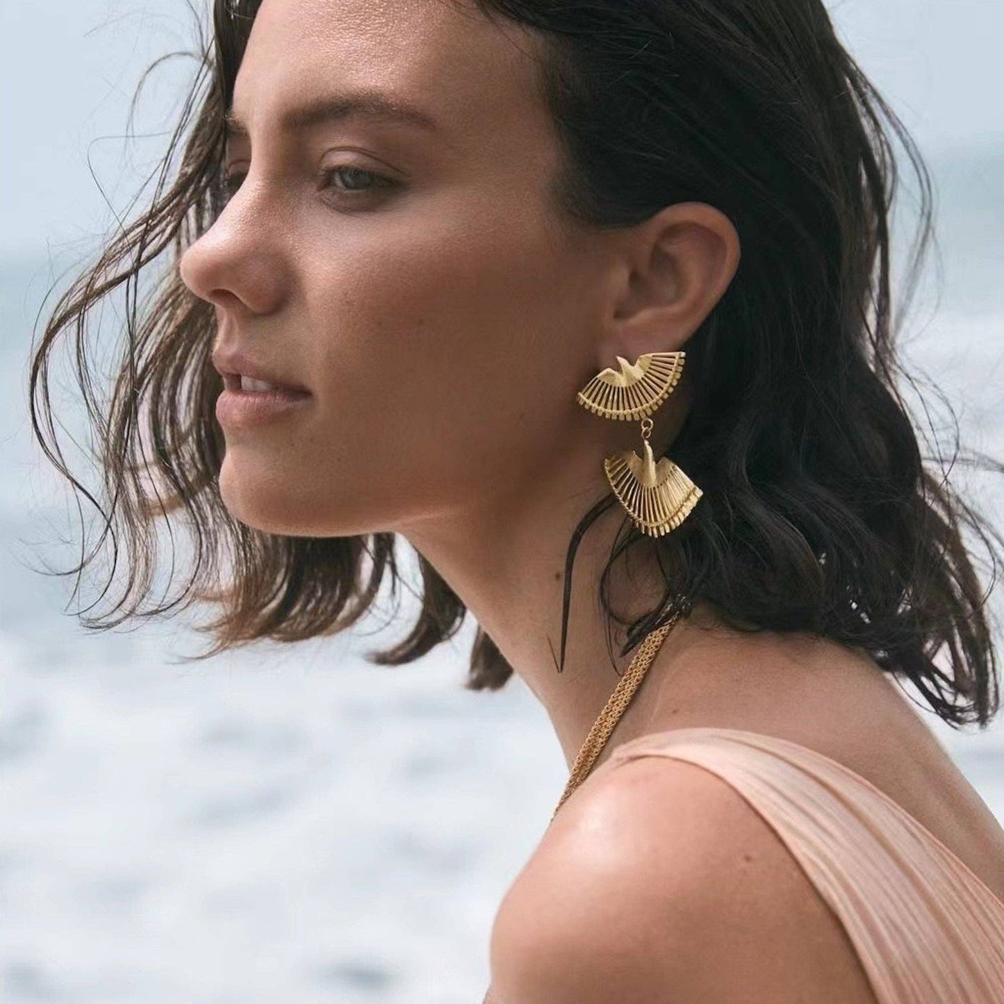 Gold Plated Swallow Bird Design Earrings