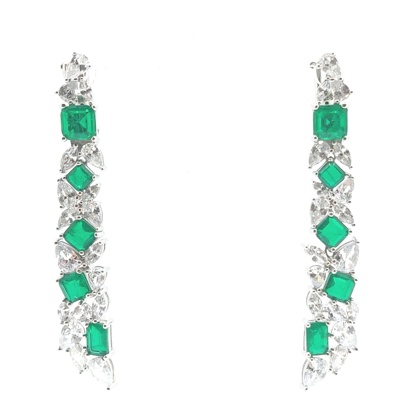 925 green cz drop earrings