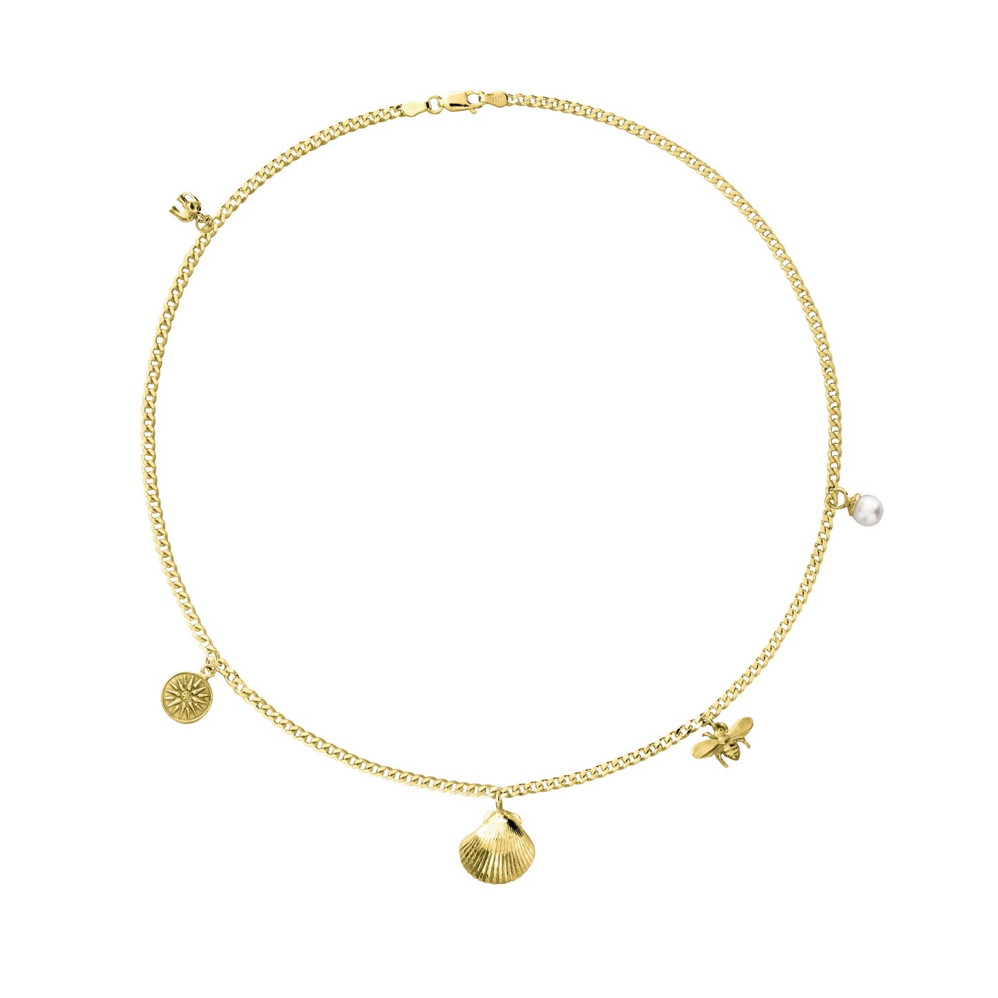 Sterling Silver Gold Plated Icons of Nature Necklace