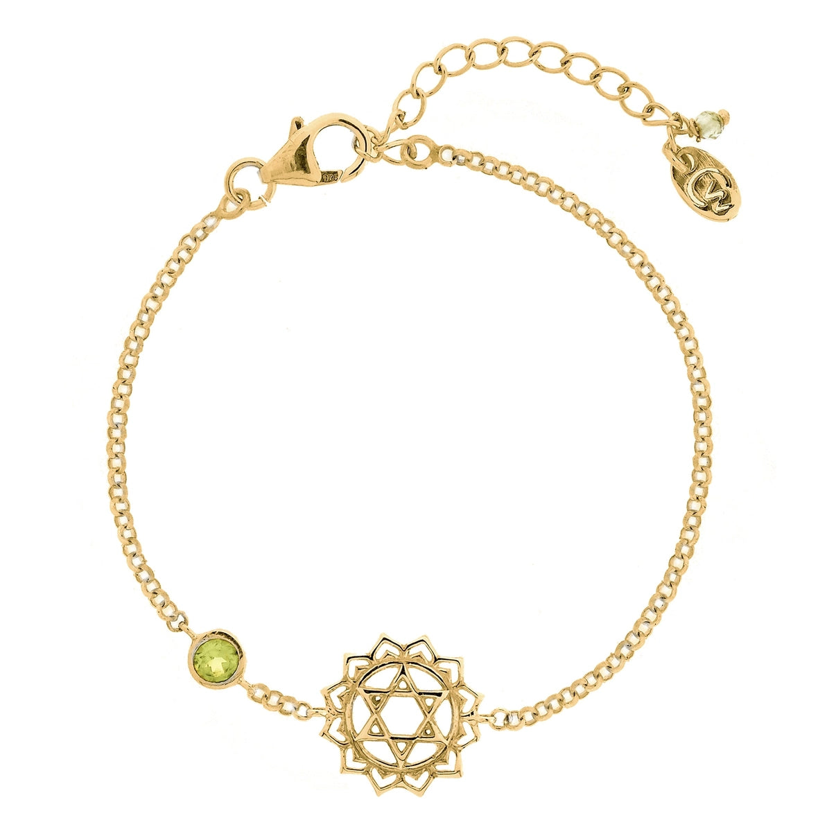 18ct Gold Vermeil, Sterling Silver Heart Chakra Bracelet