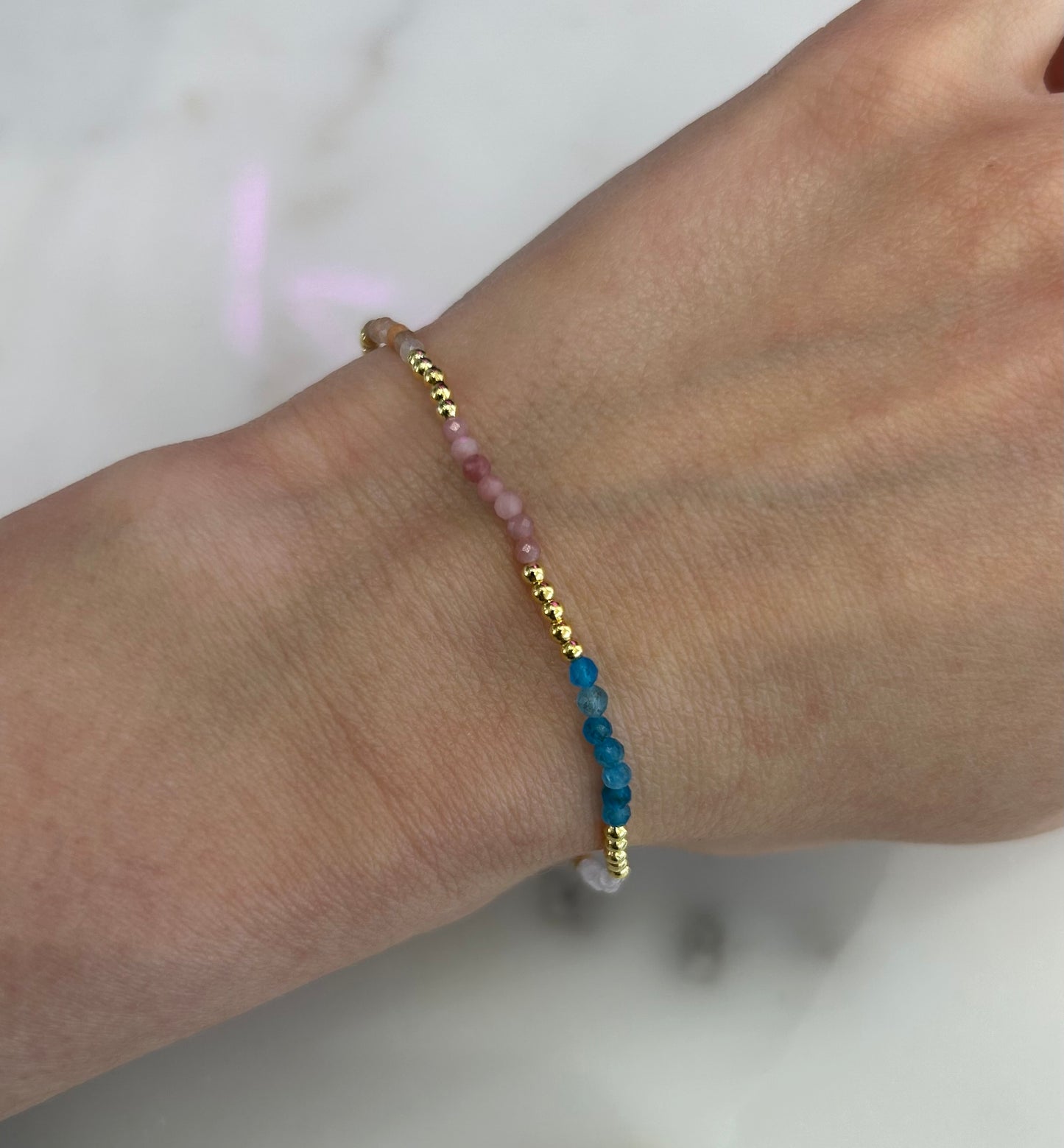 Rainbow Quartz & Gold Plated Sterling Silver Beaded Stacking Bracelet