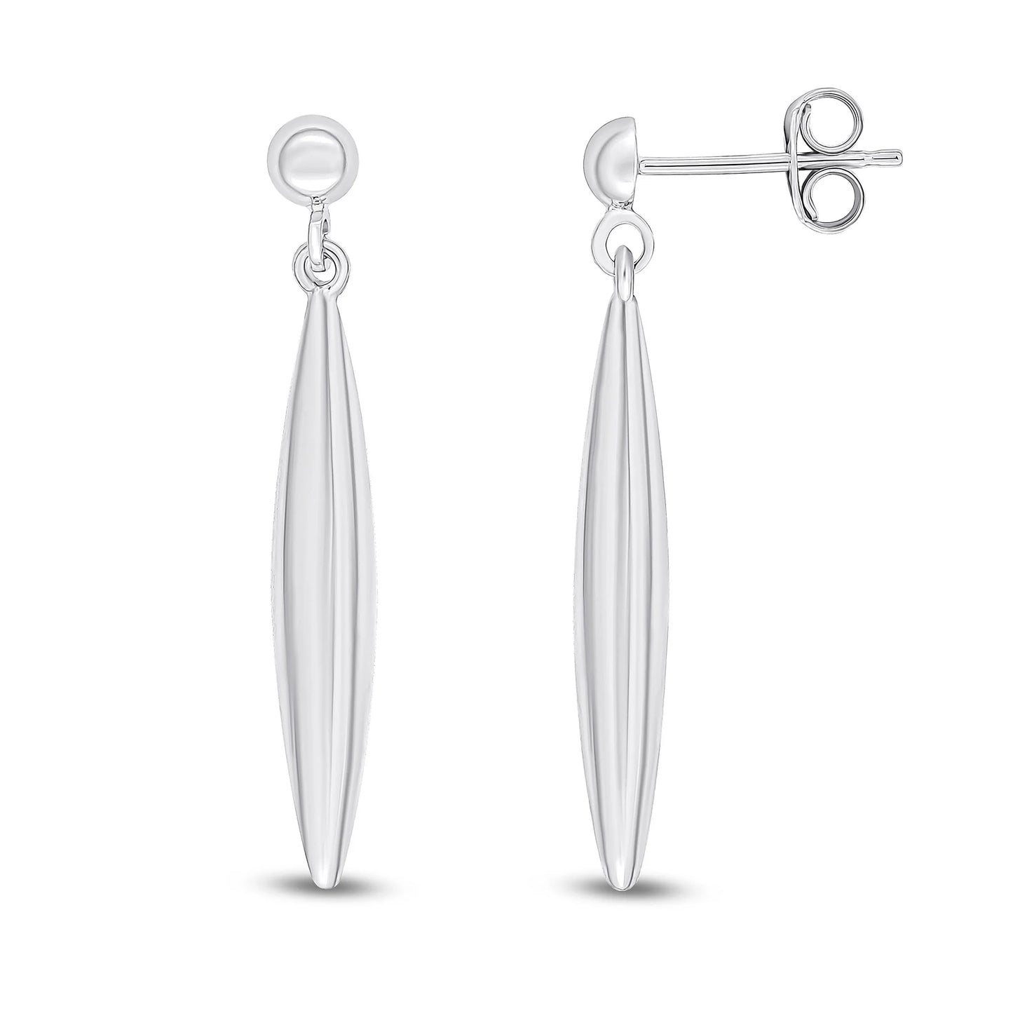 9ct White Gold 3D Marquise Drop Earrings