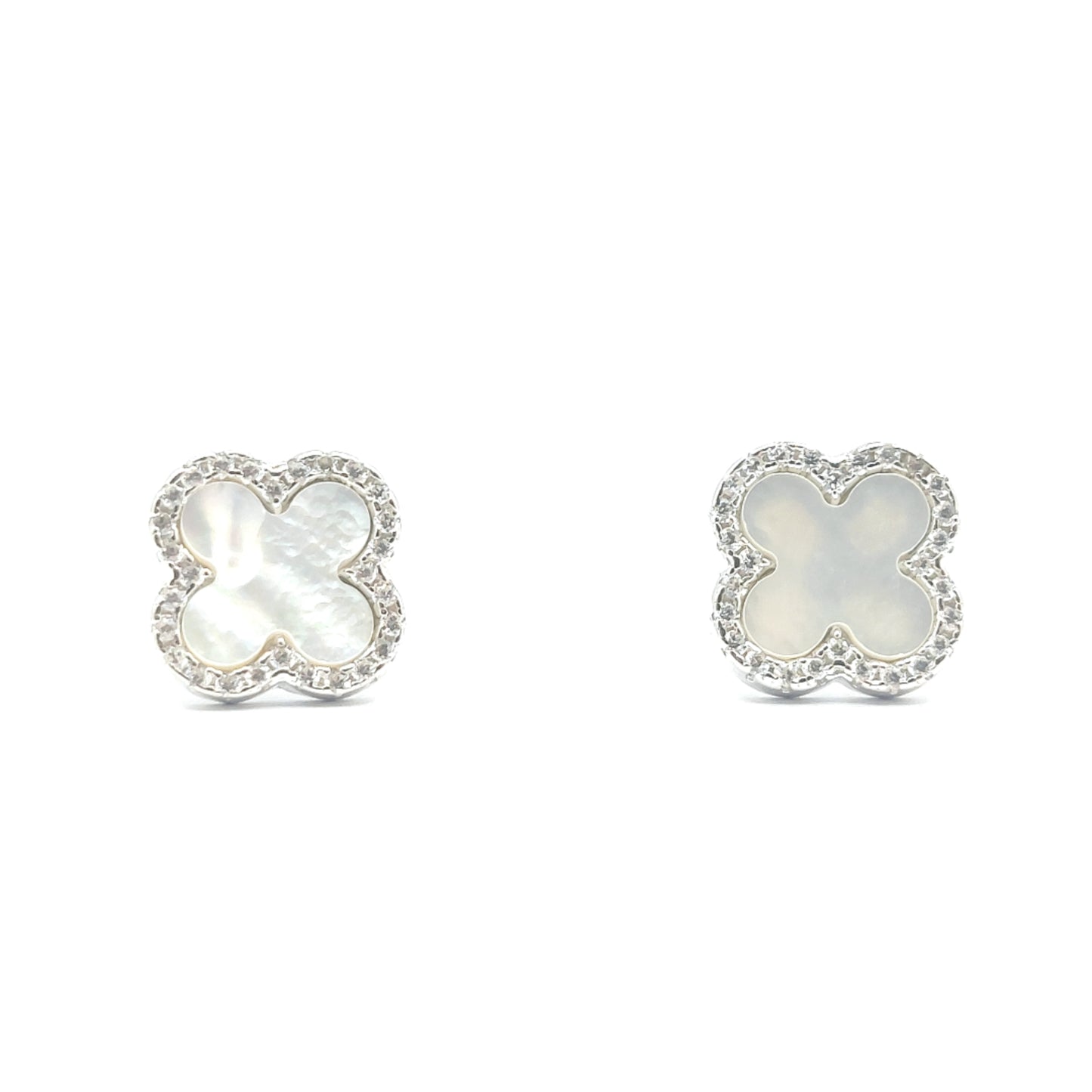 925 mother of pearl cz stud earrings