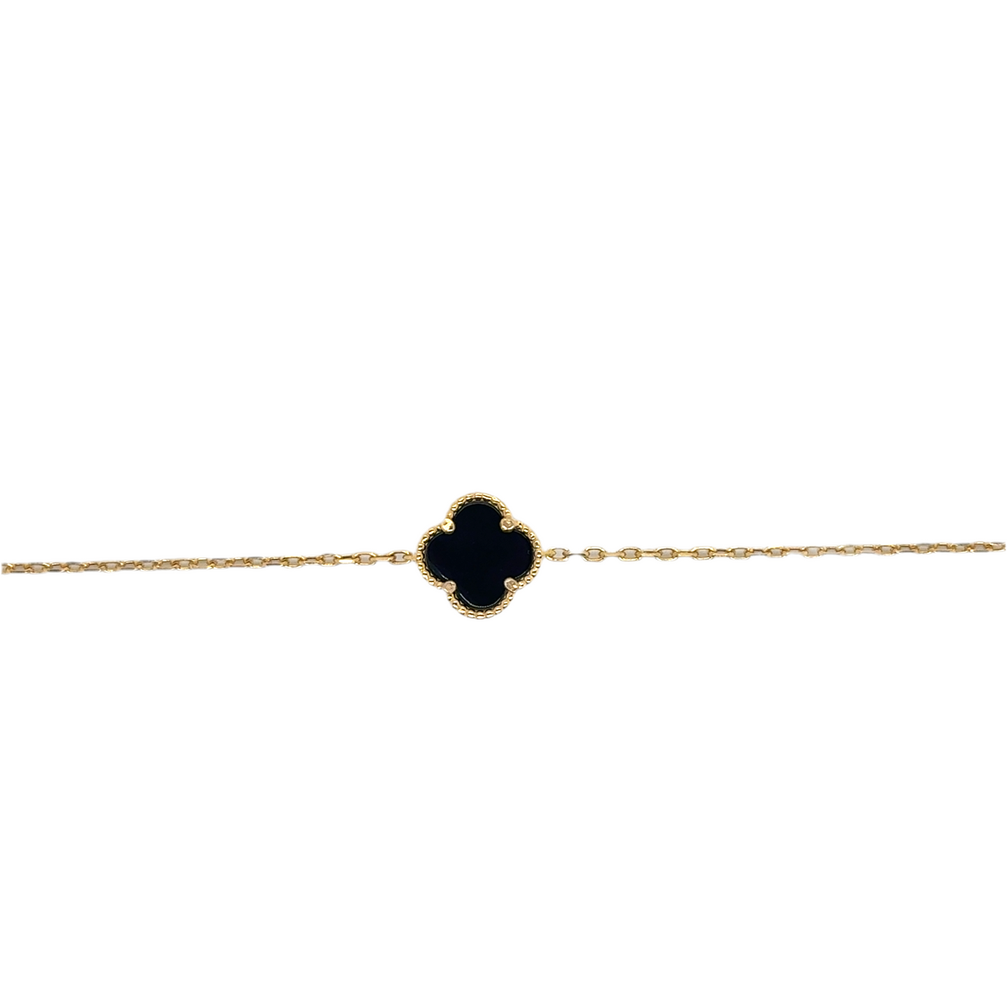 925 small gold plated black clover bracelet
