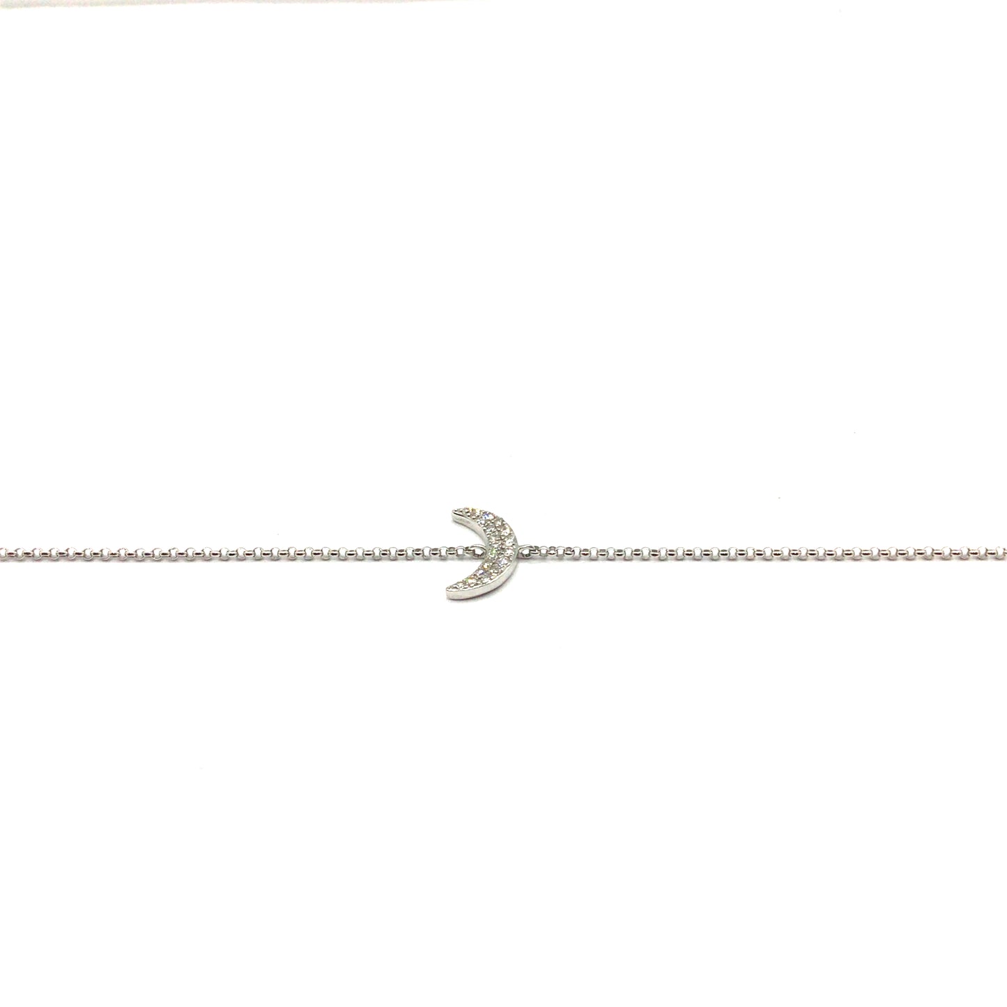9ct White Gold Diamond Crescent Bracelet