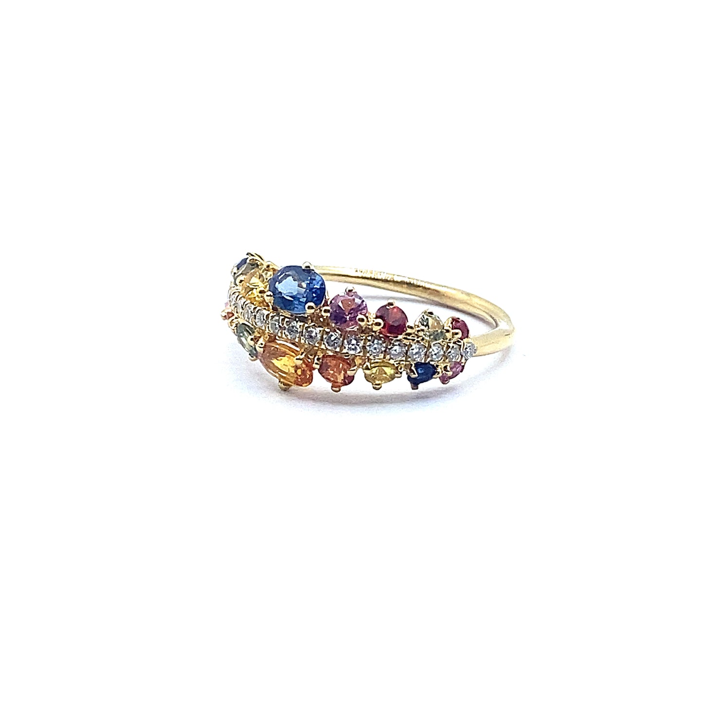 Multi Coloured Sapphire and Diamond, 18ct Gold Ring