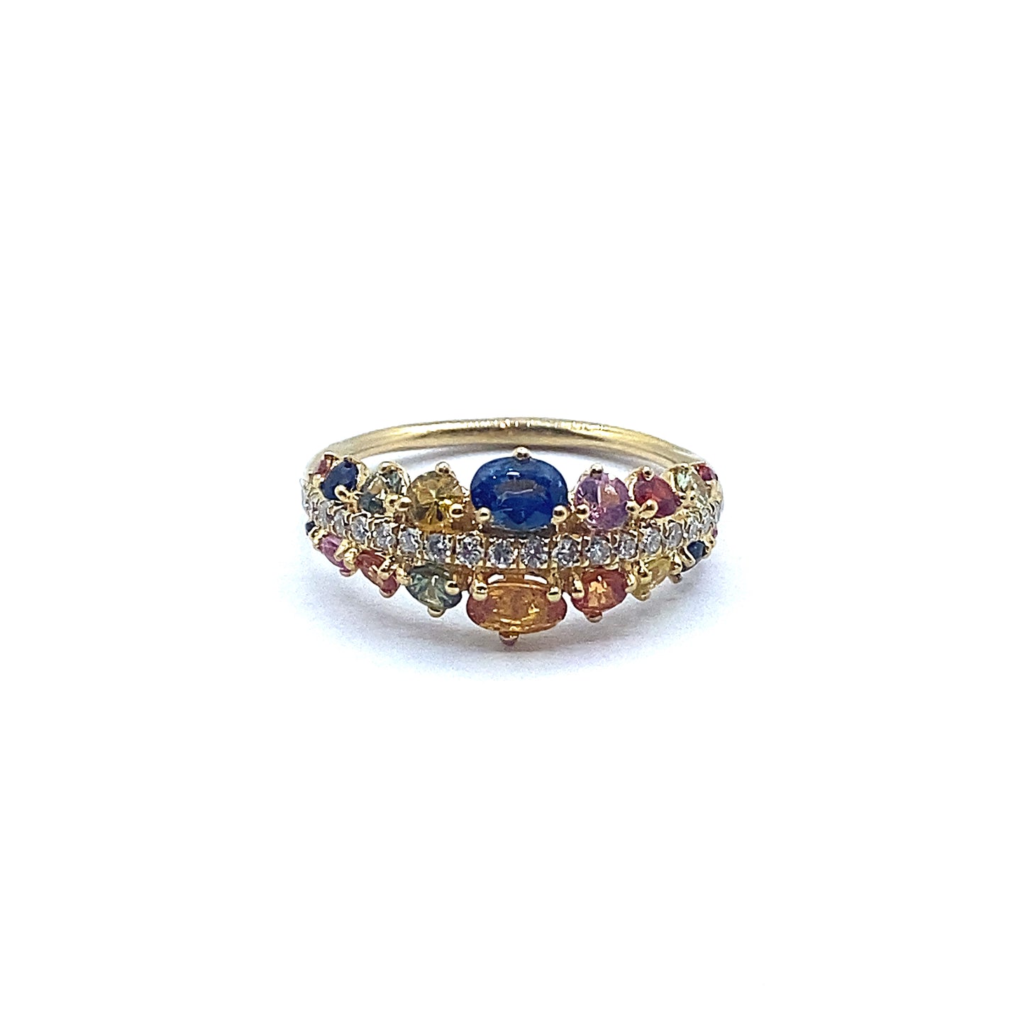 Multi Coloured Sapphire and Diamond, 18ct Gold Ring