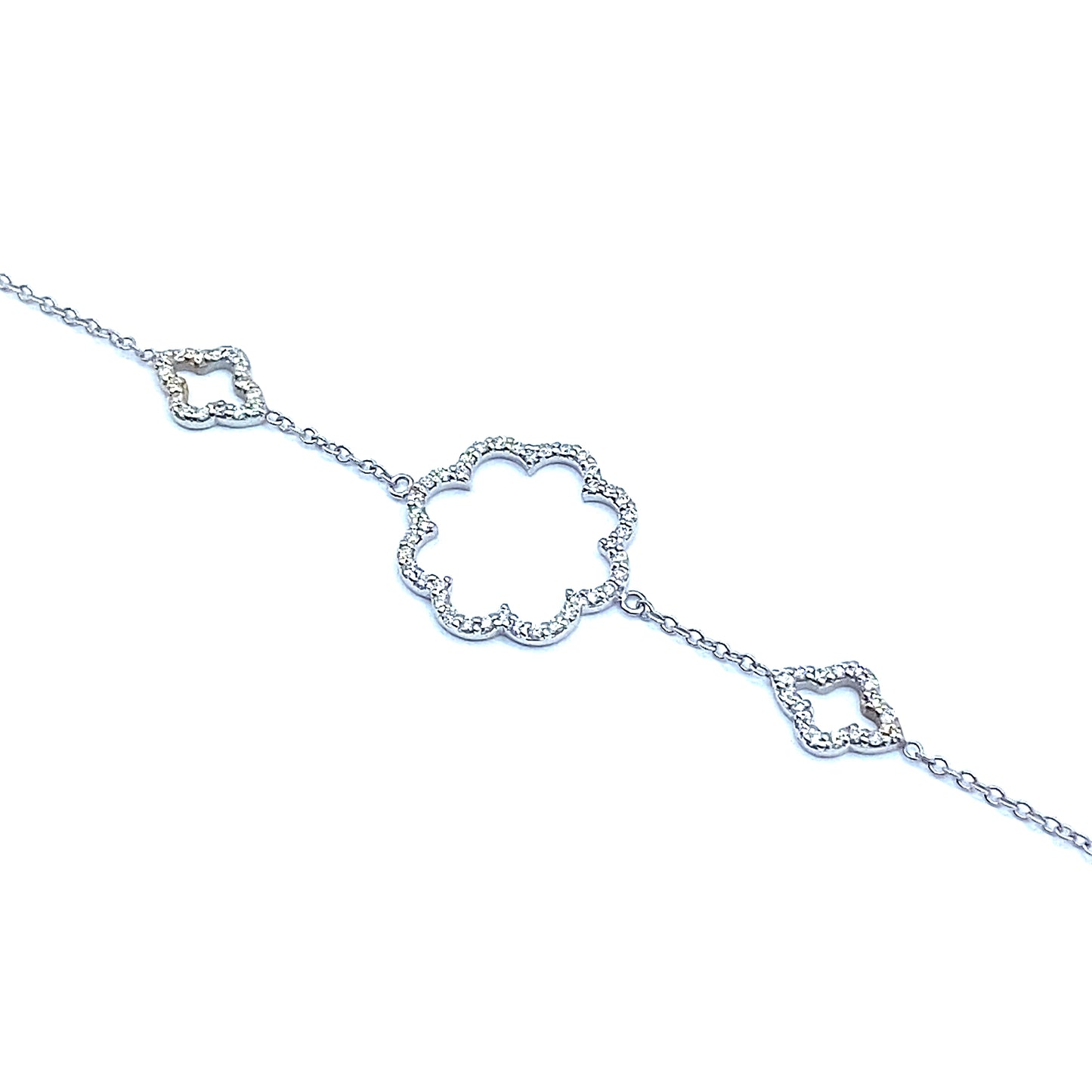 Diamond Clover 18ct White Gold Bracelet