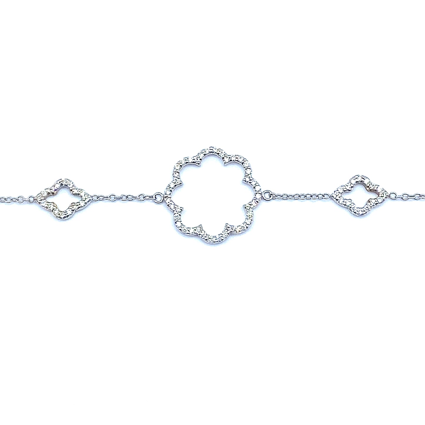 Diamond Clover 18ct White Gold Bracelet