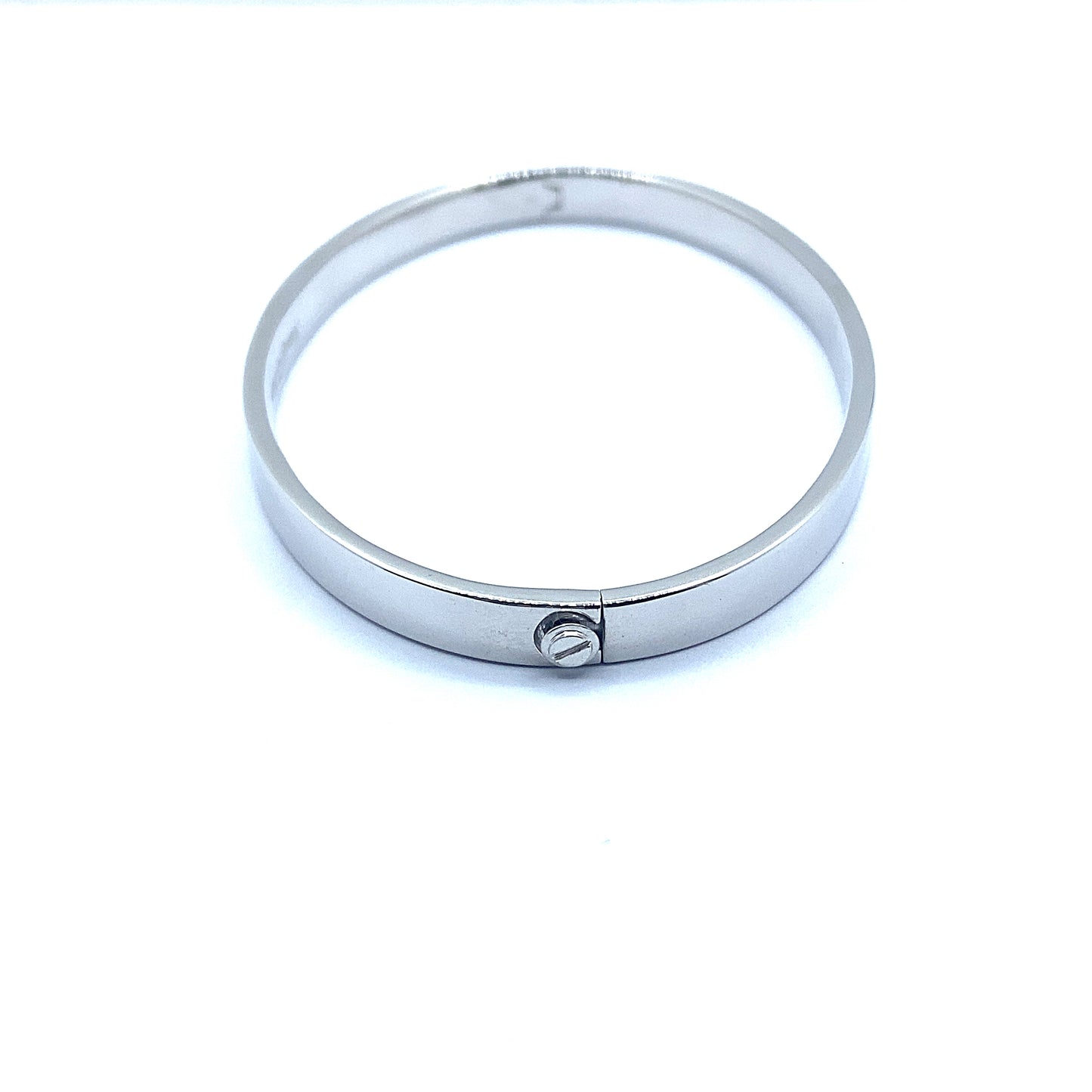 18ct White Gold Oval Hinged Bangle