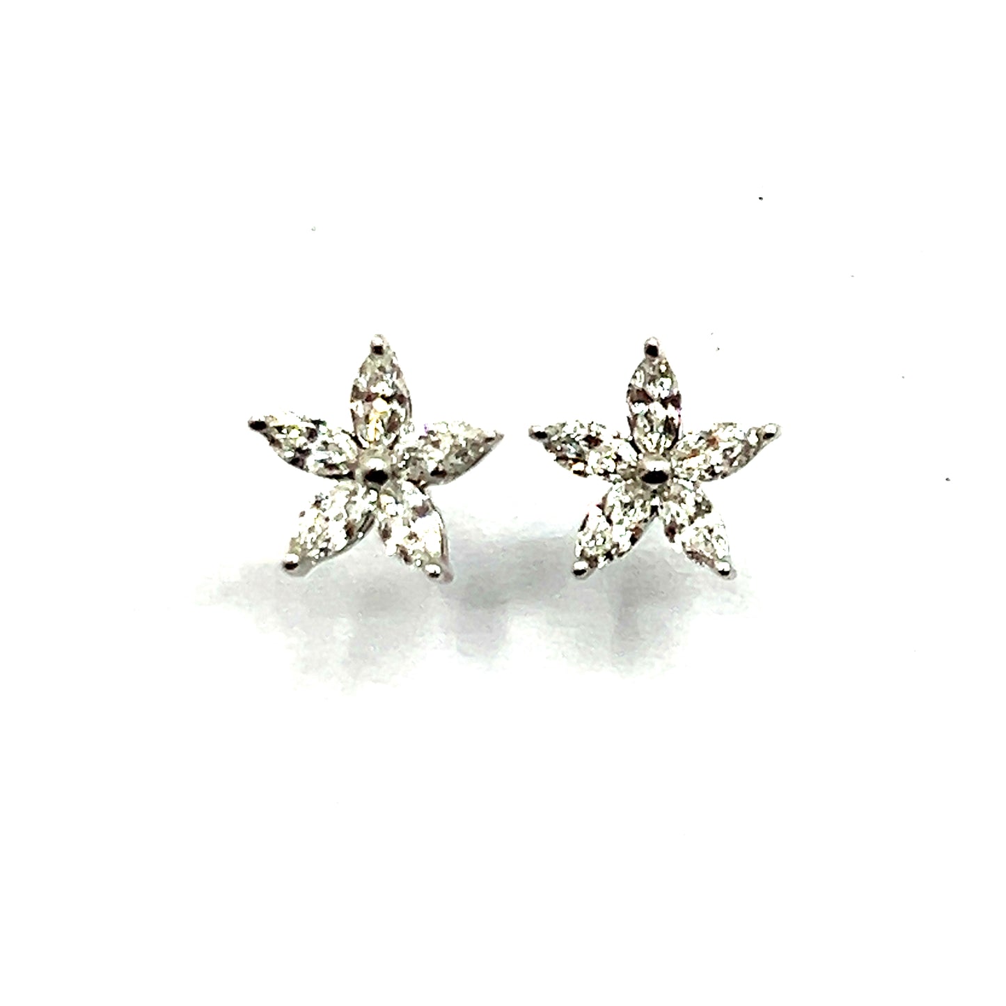18ct White Gold Marquise Cut Star Diamond Earrings