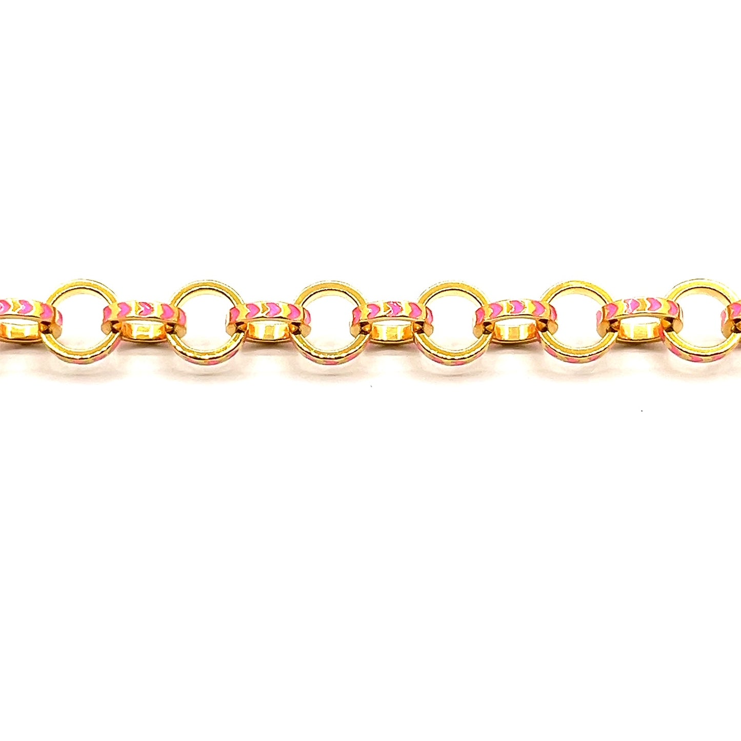 Multi coloured Enamel Contemporary, Gold Vermeil Chain Link Bracelet