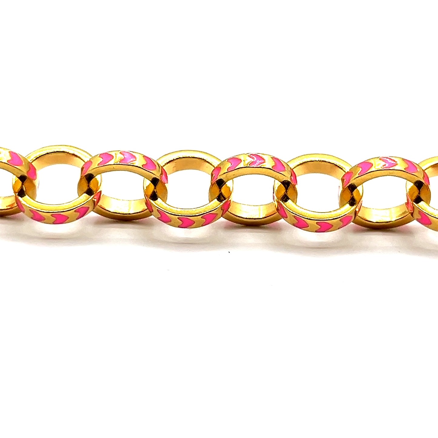 Multi coloured Enamel Contemporary, Gold Vermeil Chain Link Bracelet