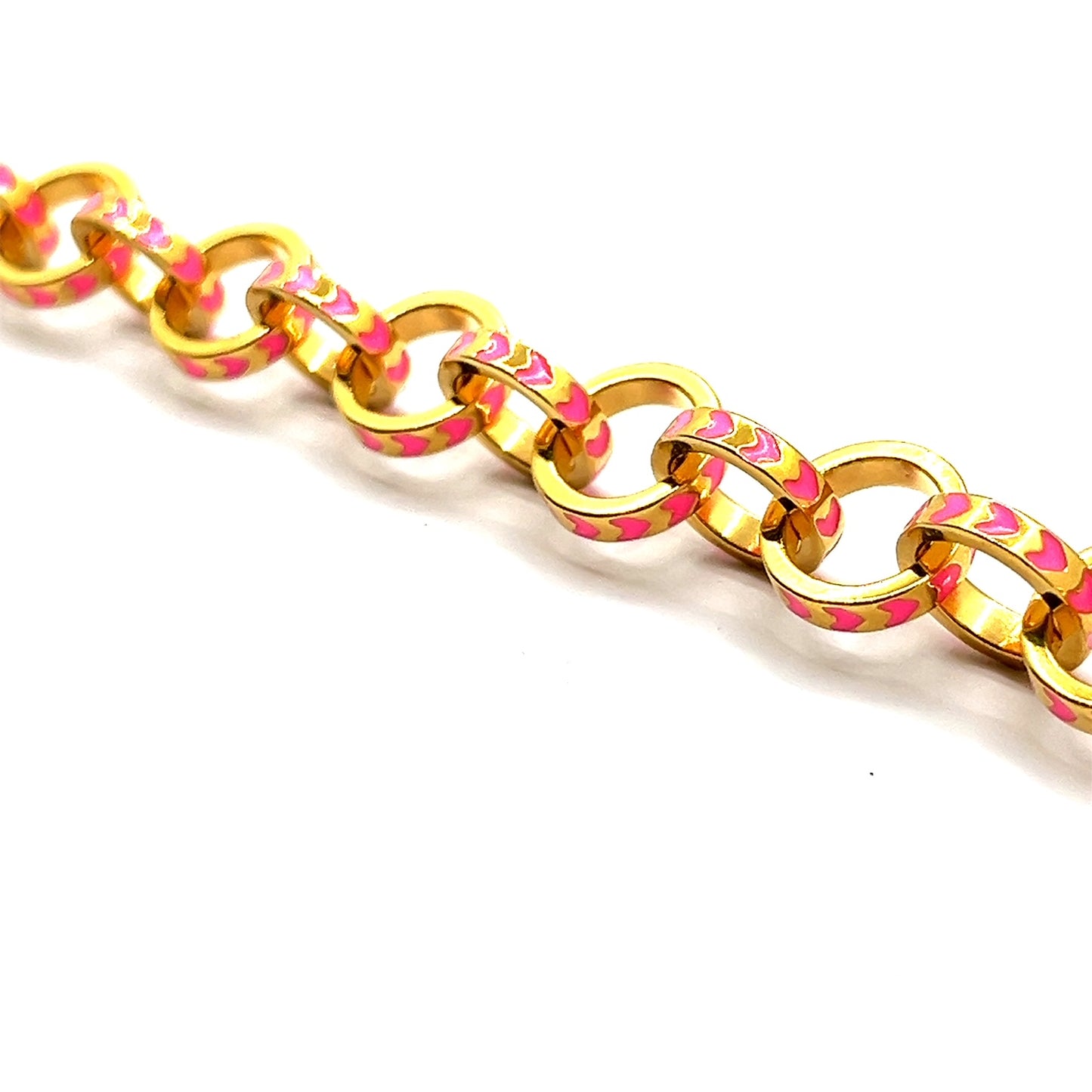 Multi coloured Enamel Contemporary, Gold Vermeil Chain Link Bracelet