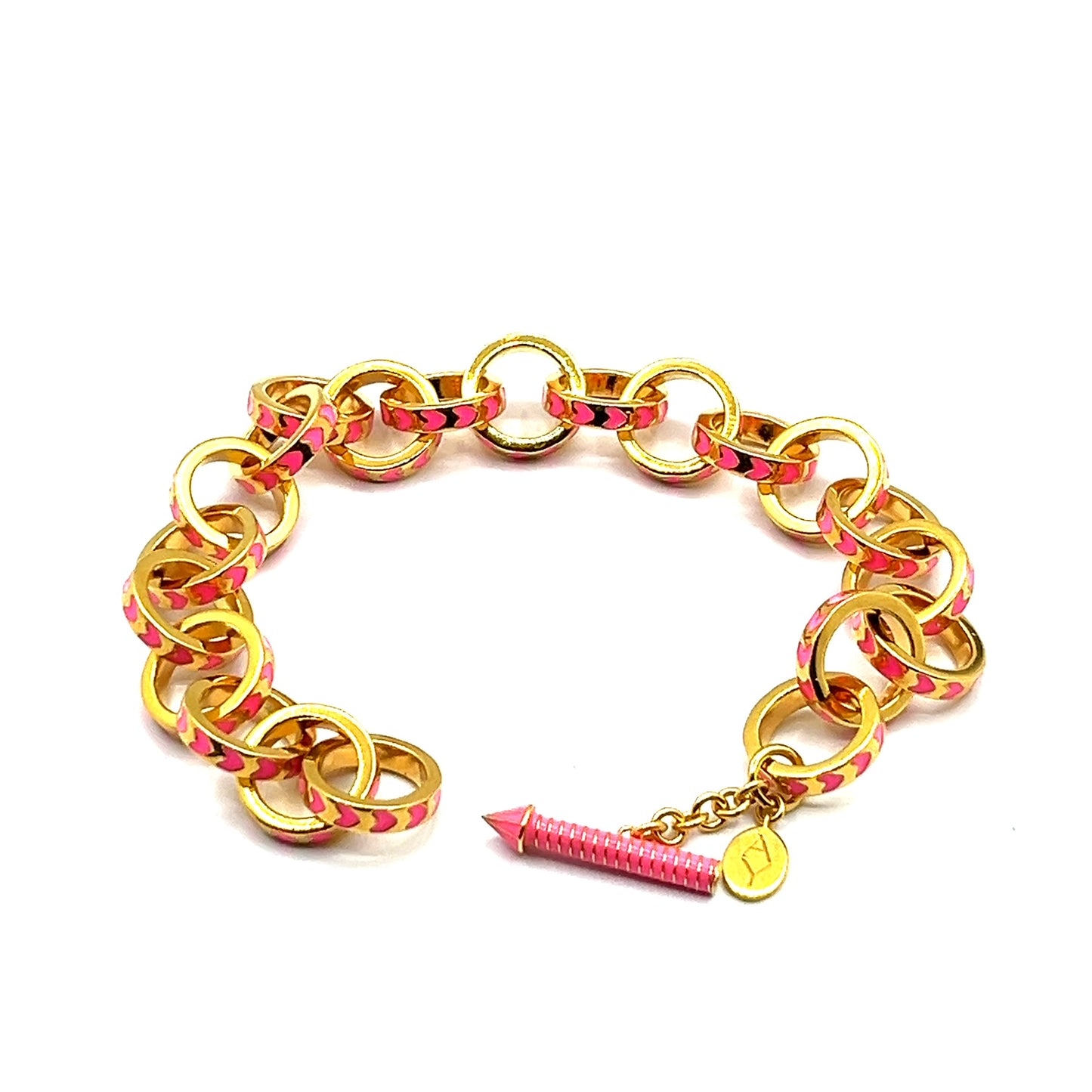 Multi coloured Enamel Contemporary, Gold Vermeil Chain Link Bracelet