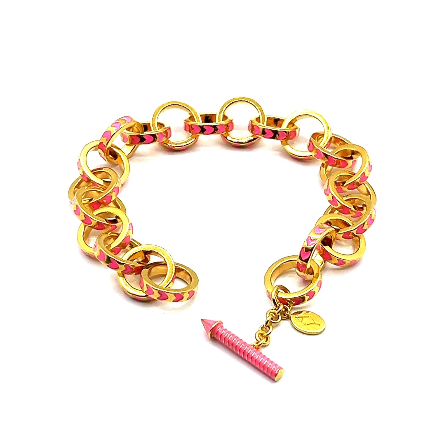 Multi coloured Enamel Contemporary, Gold Vermeil Chain Link Bracelet