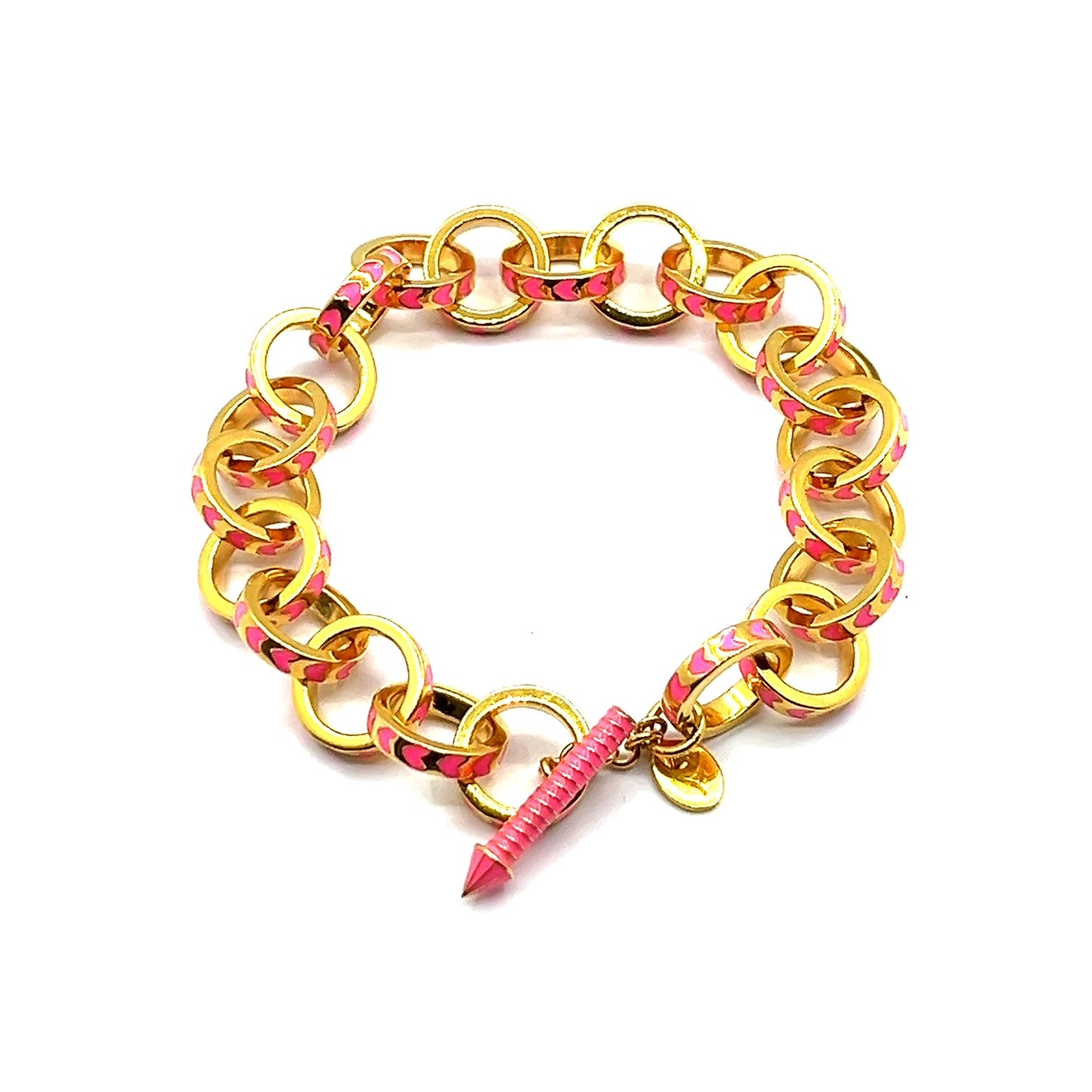 Multi coloured Enamel Contemporary, Gold Vermeil Chain Link Bracelet