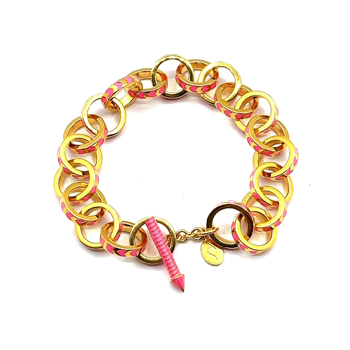 Multi coloured Enamel Contemporary, Gold Vermeil Chain Link Bracelet
