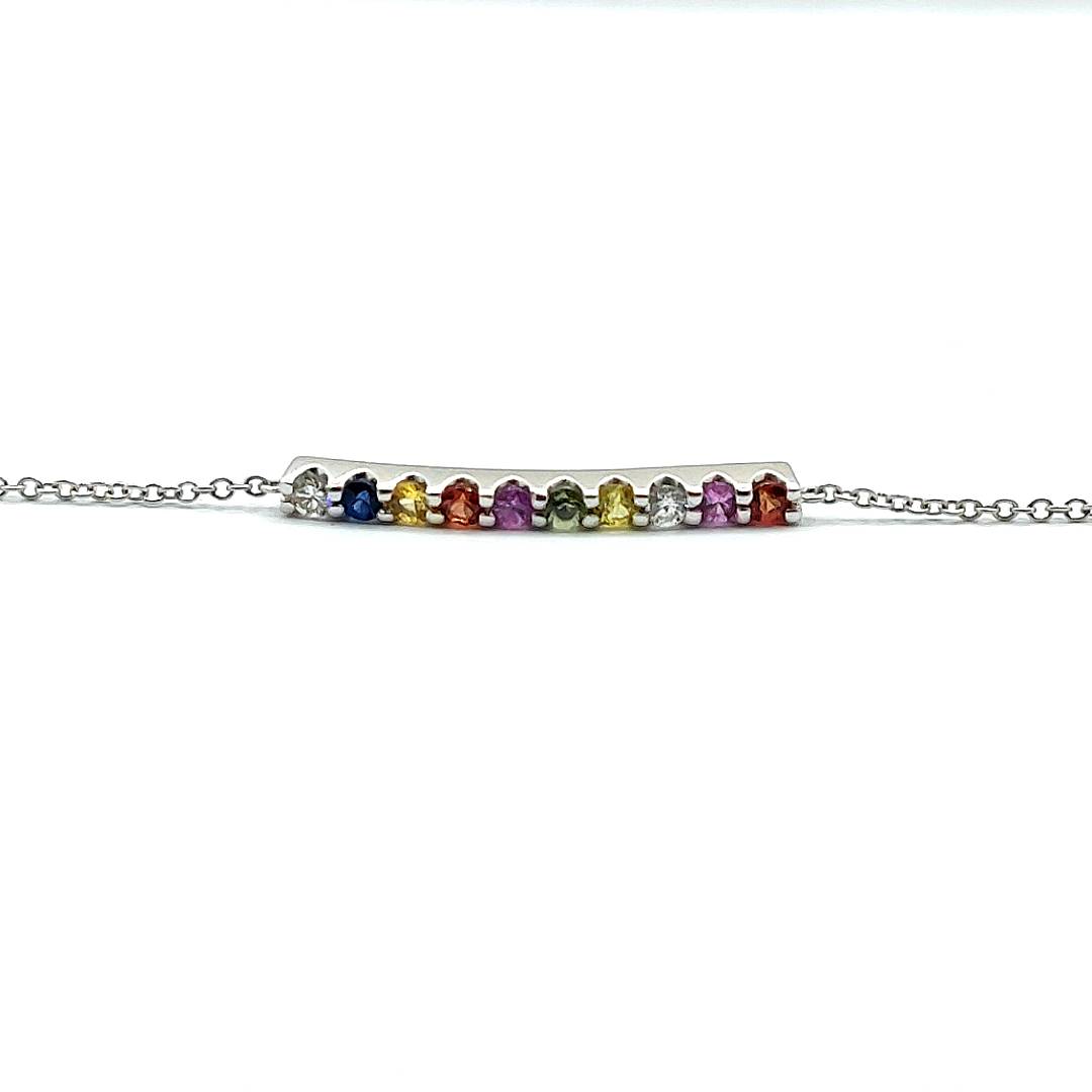 9ct White Gold Rainbow Sapphire Bracelet