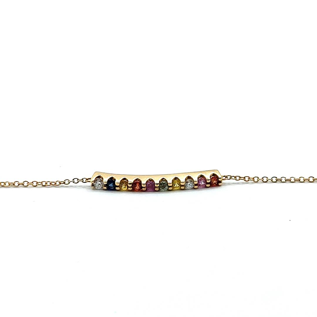 9ct Yellow Gold Rainbow Sapphire Bracelet
