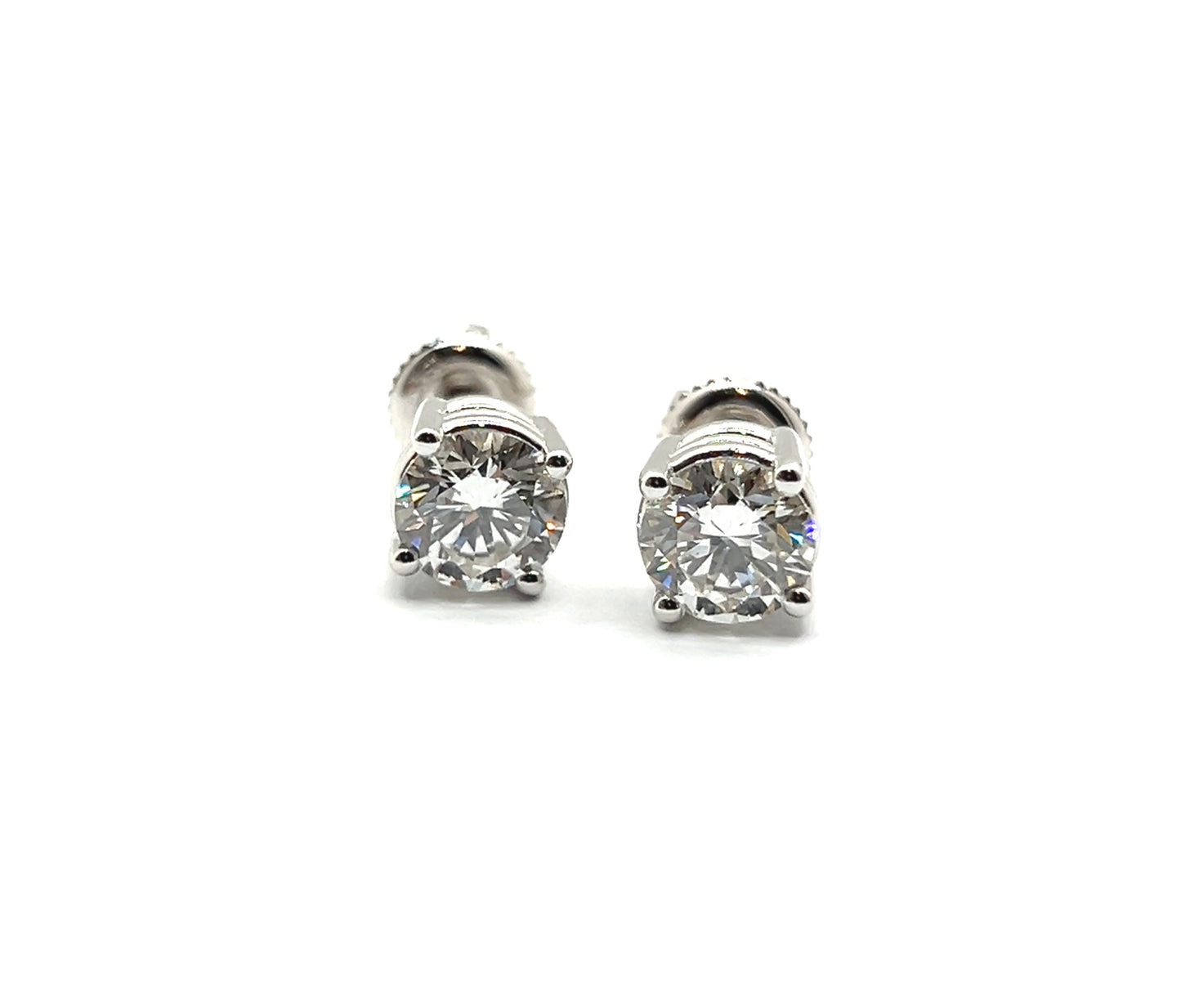 Round Brilliant 2ct Diamond, 18ct White Gold Studs