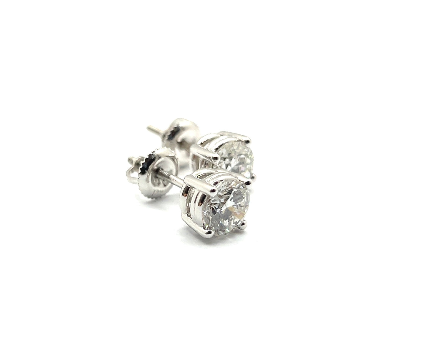 Round Brilliant 2ct Diamond, 18ct White Gold Studs