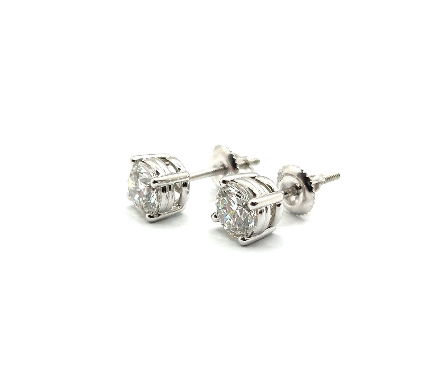 Round Brilliant 2ct Diamond, 18ct White Gold Studs