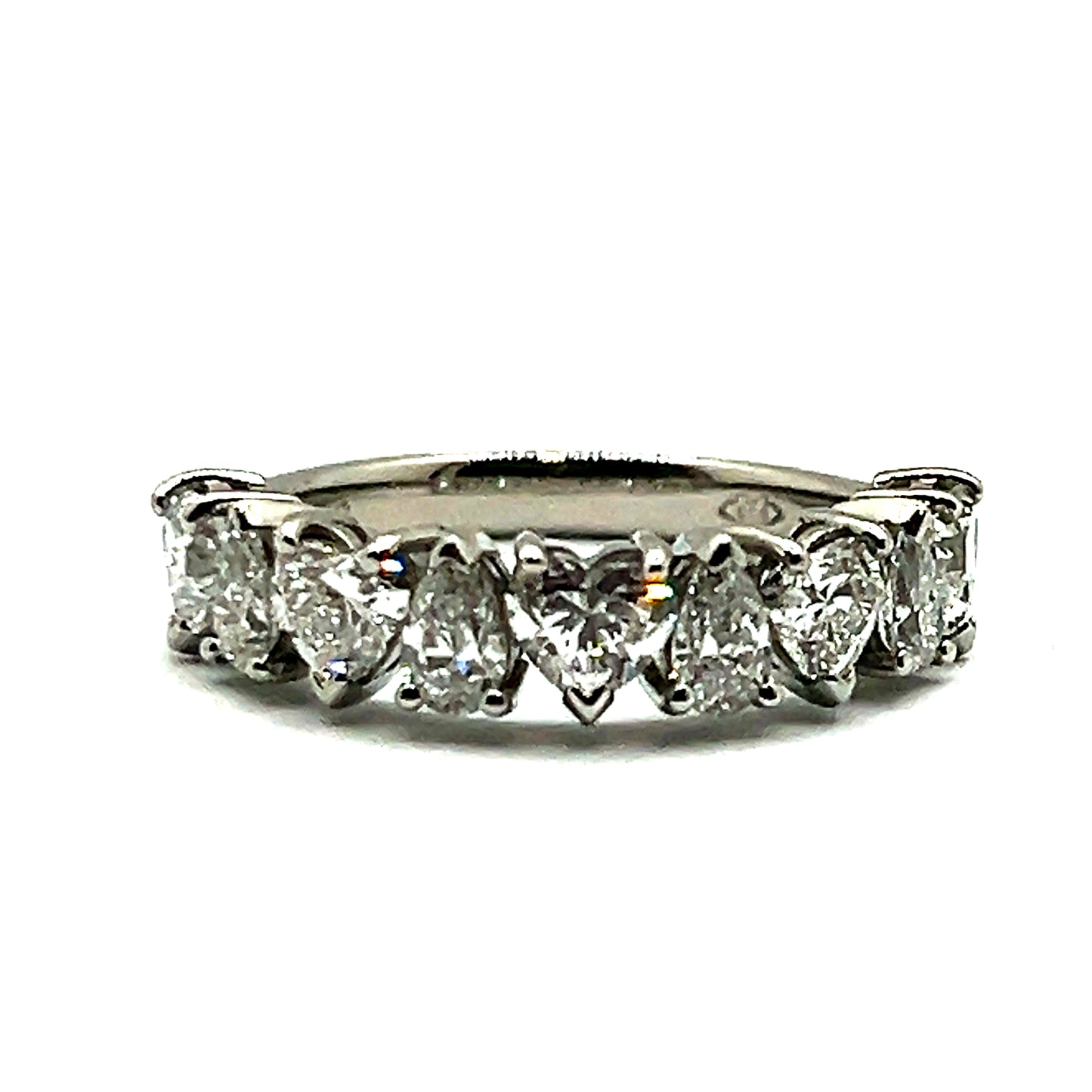 Pear and Heart Cut Half Eternity, Natural Diamond Ring in Platinum