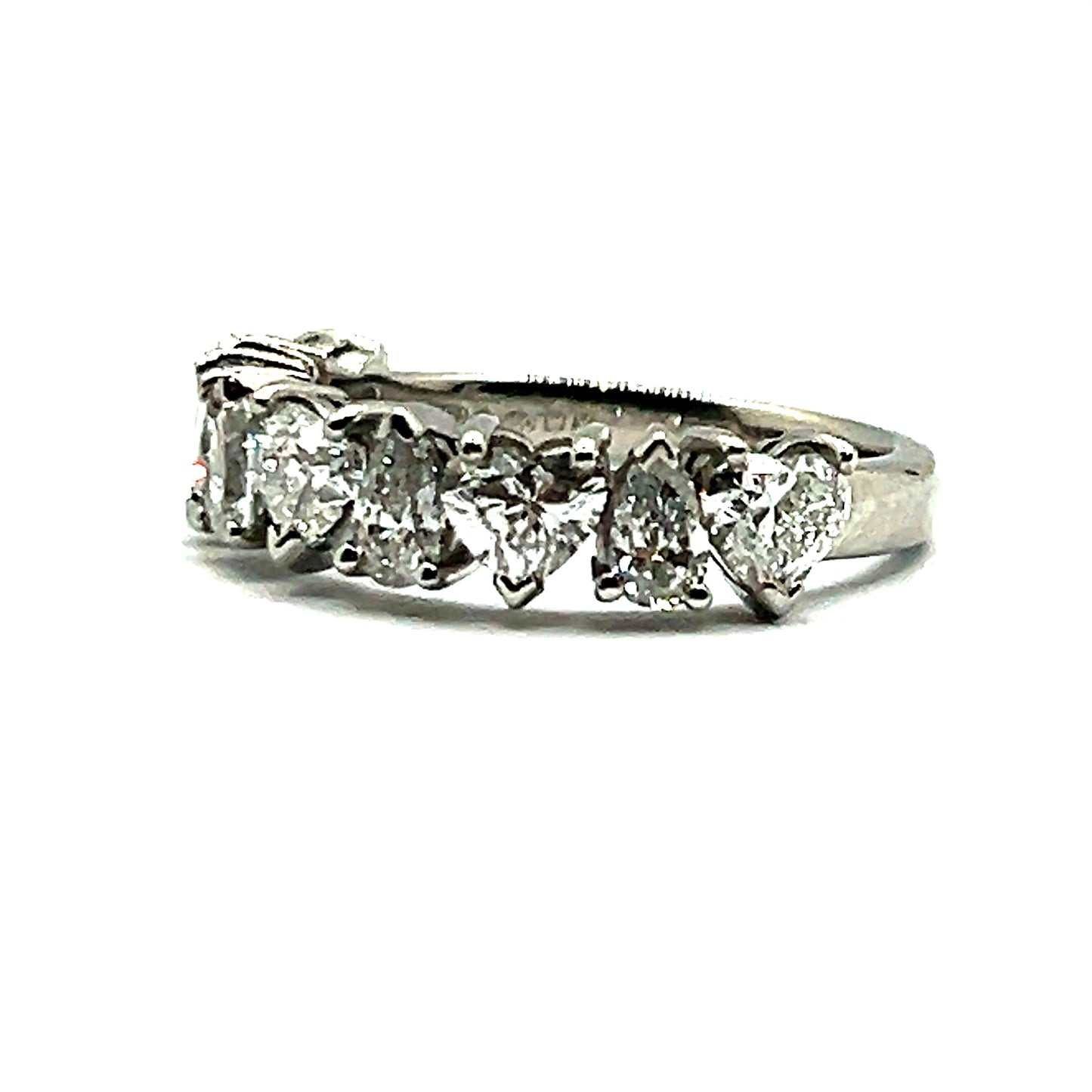 Pear and Heart Cut Half Eternity, Natural Diamond Ring in Platinum