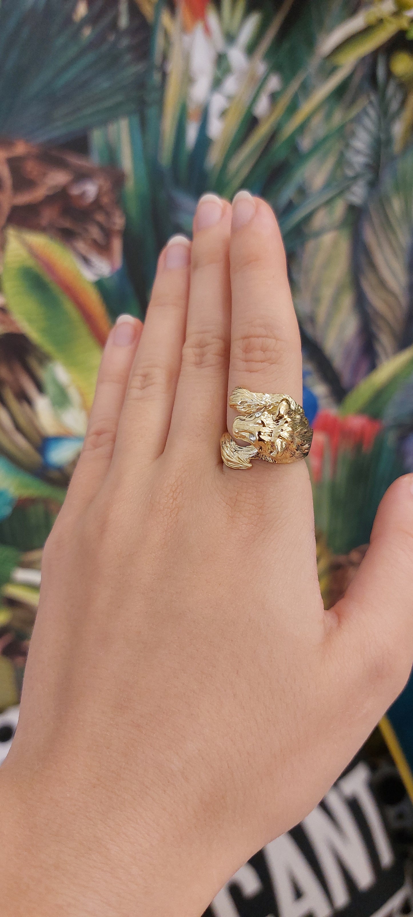 Sterling Silver, 18ct Gold Plated Lion Icon Ring