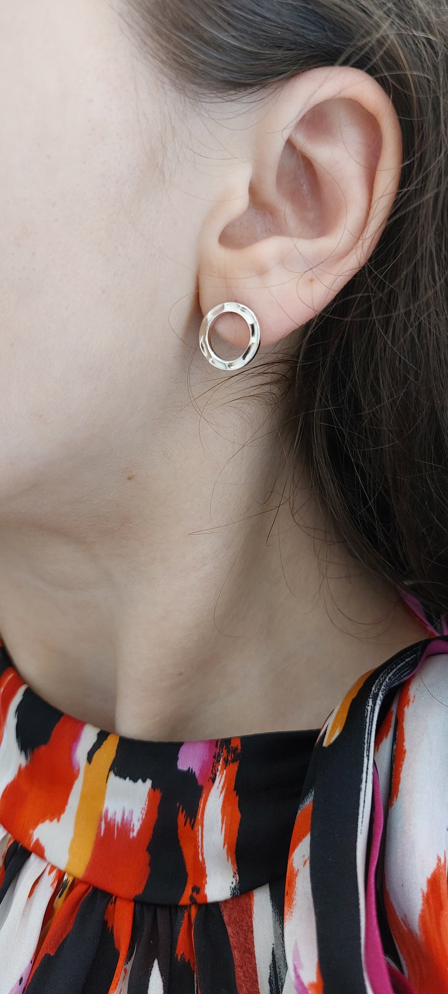 Circle Stud Earrings in Sterling Silver