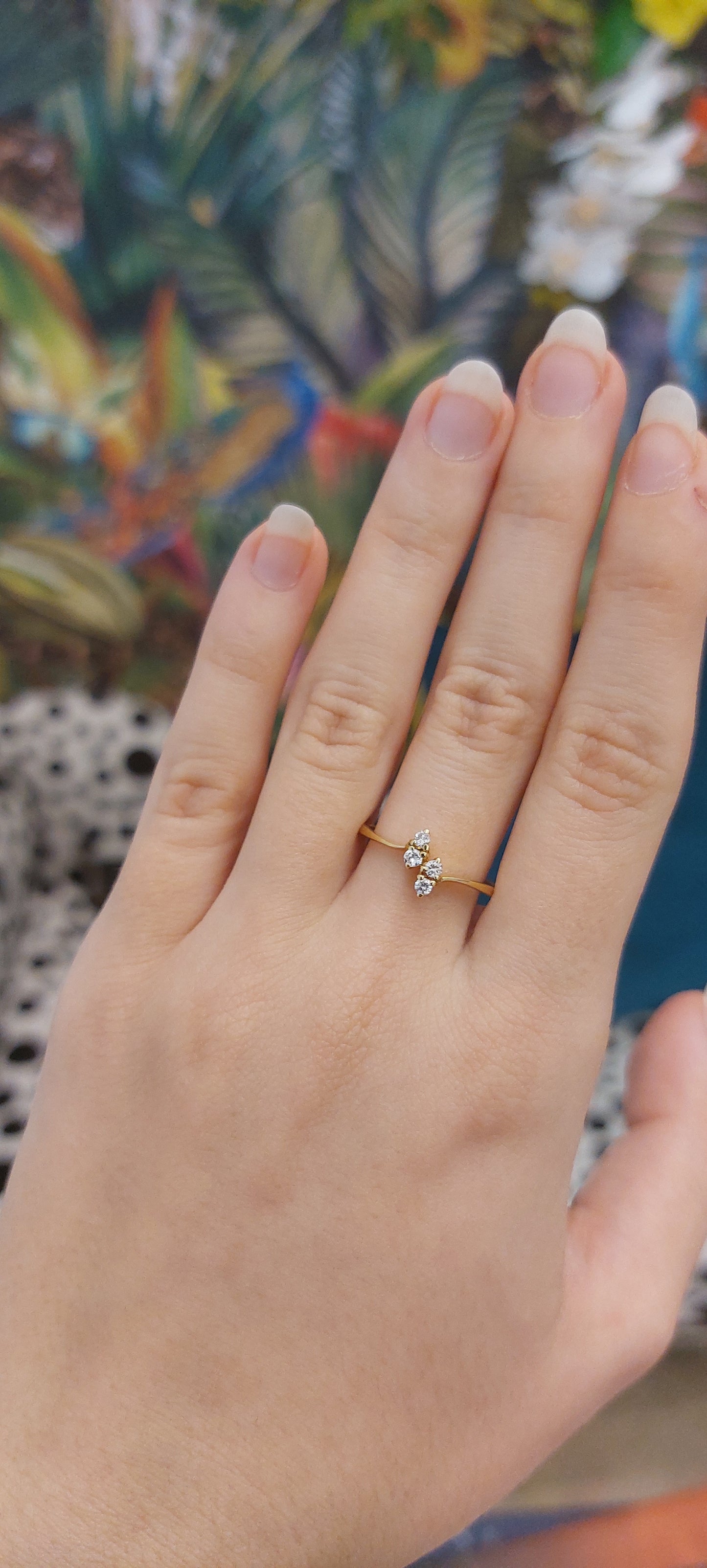 Fine, Diamond Double Marquise Shape Round Brilliant and 18ct Yellow Gold Ring