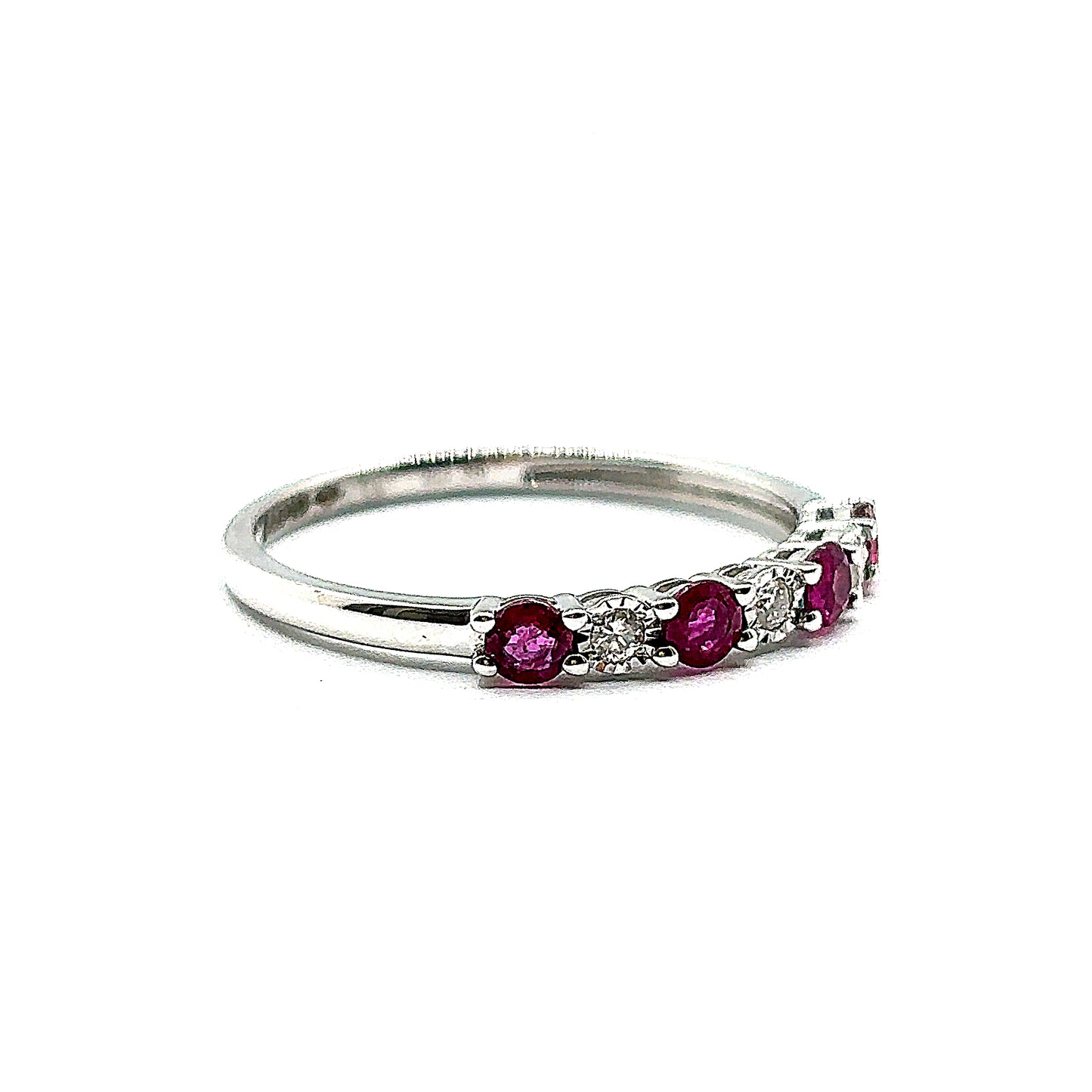 Ruby and Diamond 7 Stone White Gold Eternity Ring