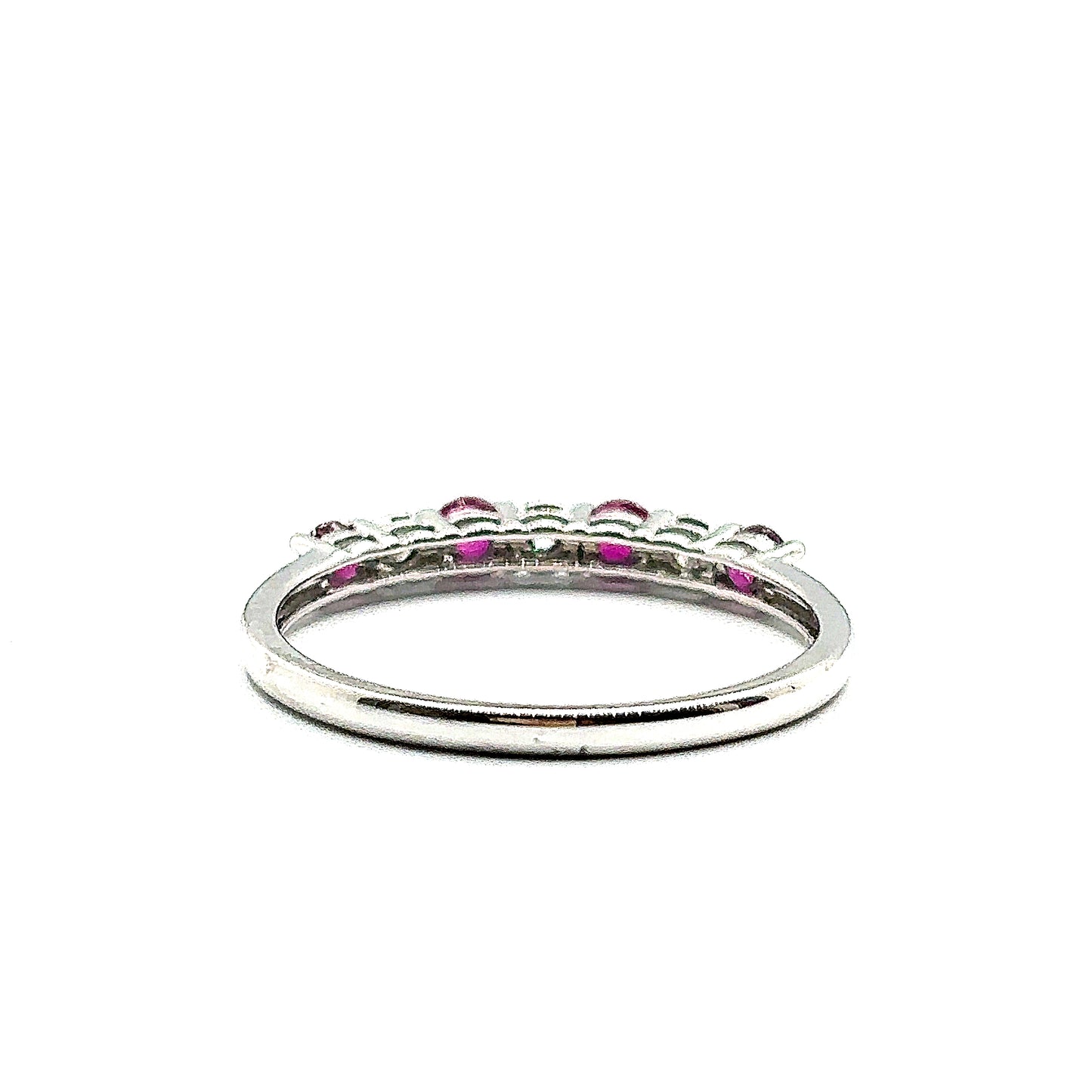 Ruby and Diamond 7 Stone White Gold Eternity Ring