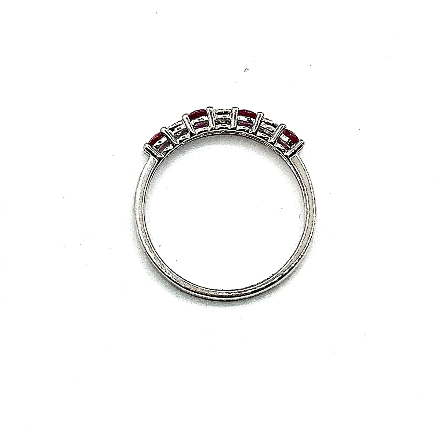 Ruby and Diamond 7 Stone White Gold Eternity Ring