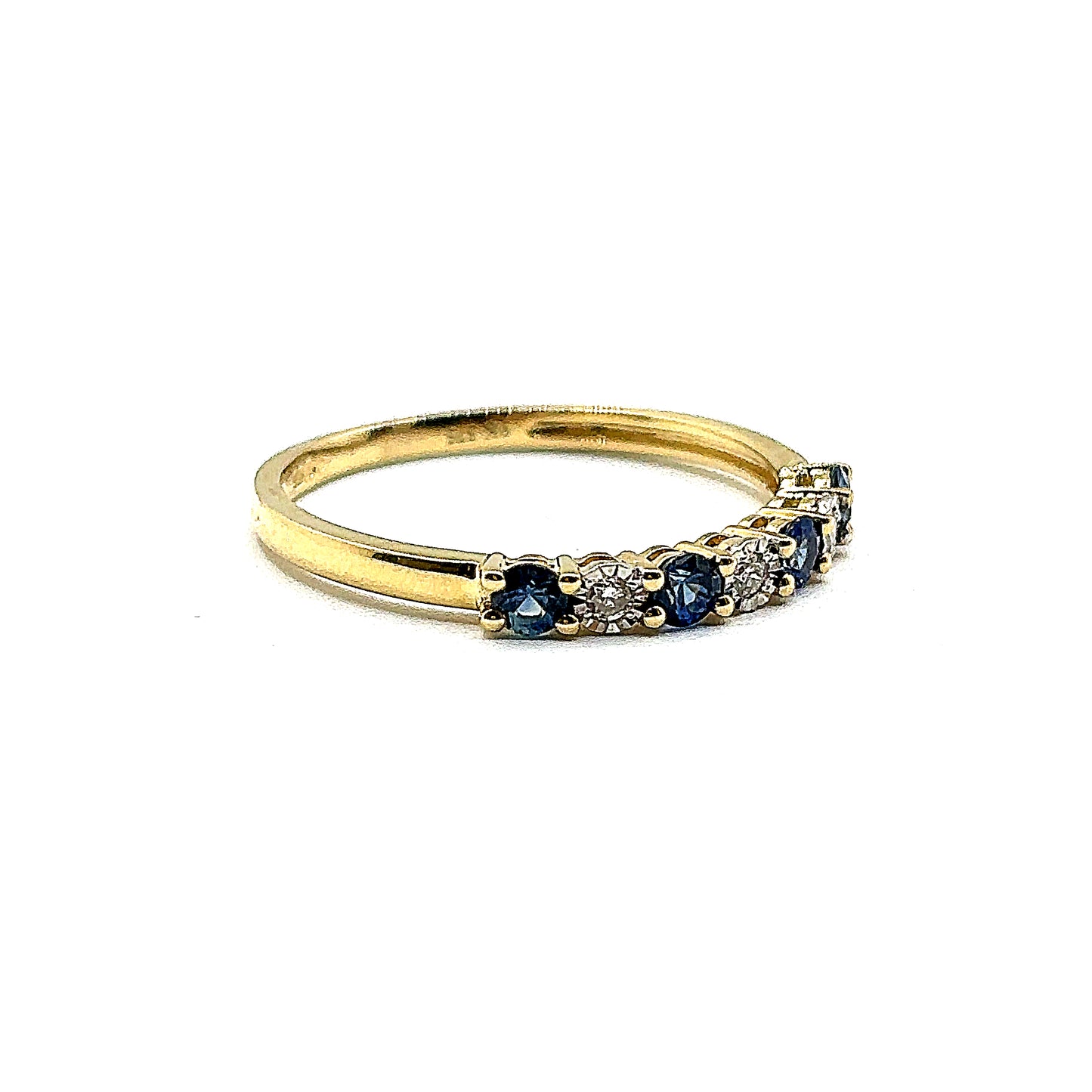 Sapphire and Diamond 7 Stone Yellow Gold Eternity Ring