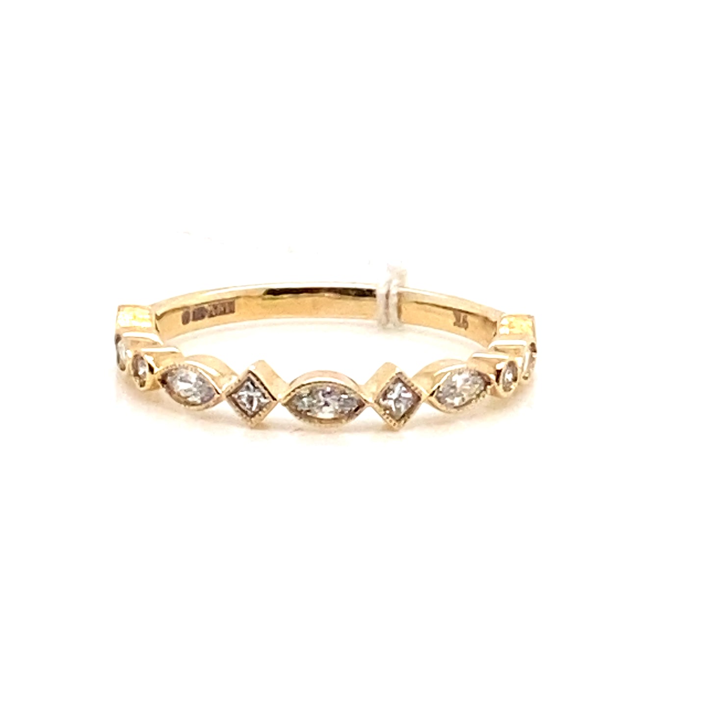 Round Brilliant, Princess and Marquise Cut Diamond, 9ct Yellow Gold Half Eternity Ring