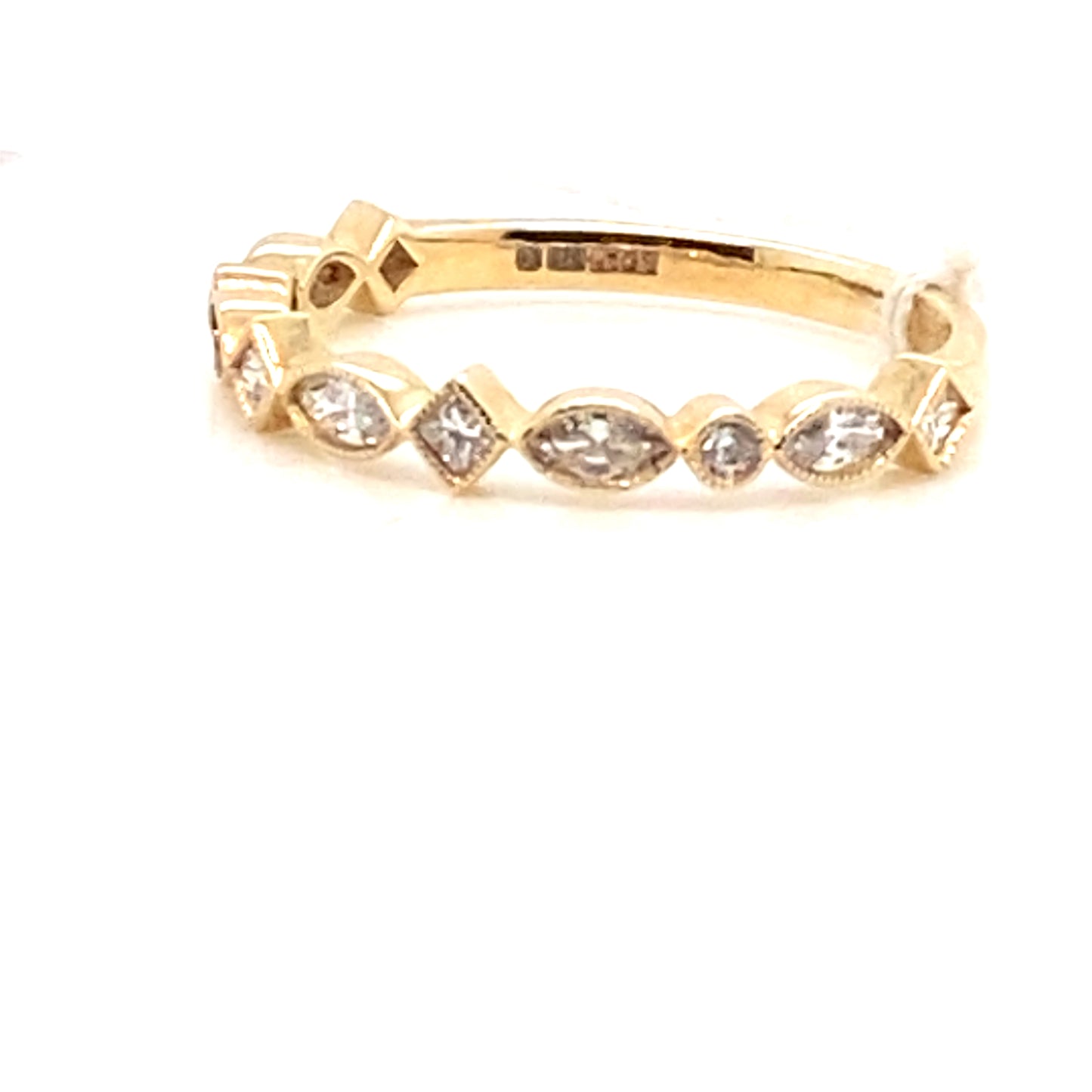Round Brilliant, Princess and Marquise Cut Diamond, 9ct Yellow Gold Half Eternity Ring