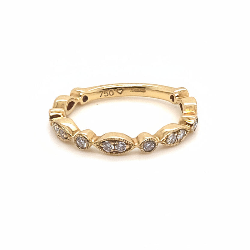 Marquise and Round Shaped Diamond 3/4 Eternity Ring in 18ct Yellow Gold
