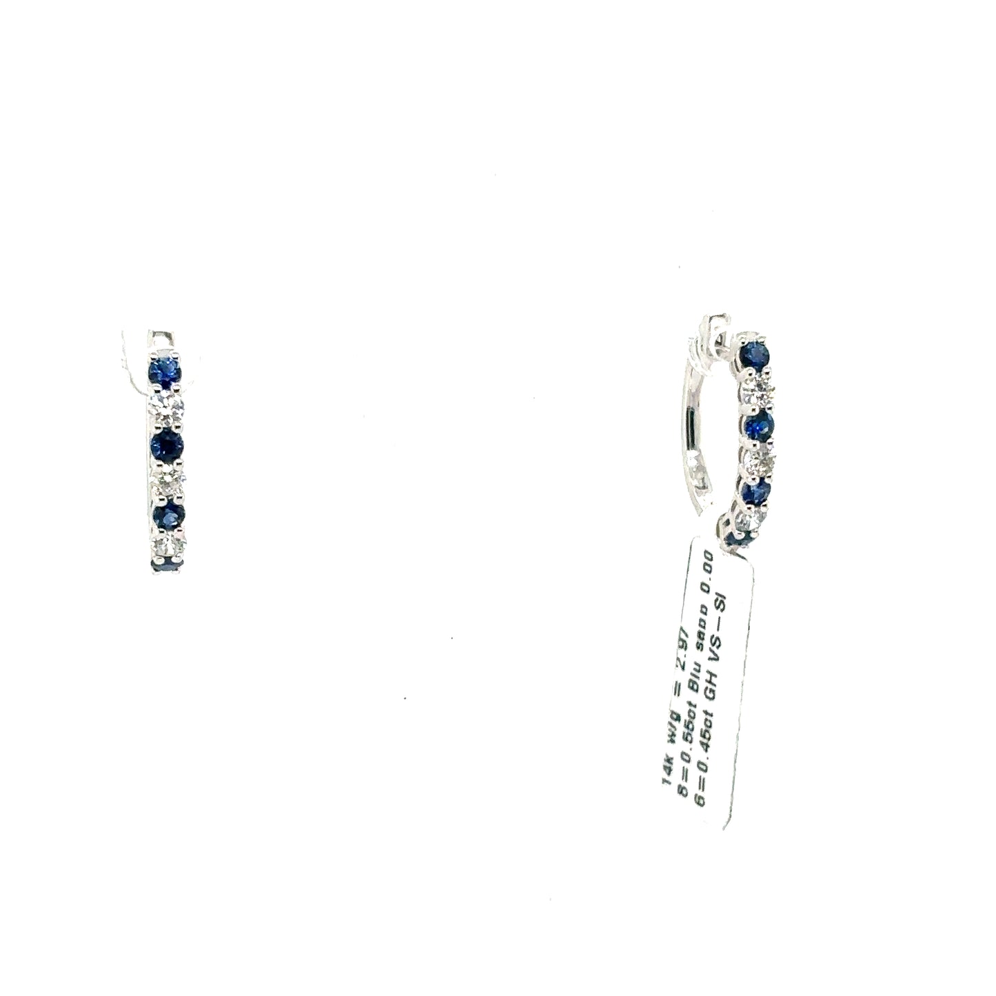 Diamond and Sapphire Claw Set Hoop Earrings
