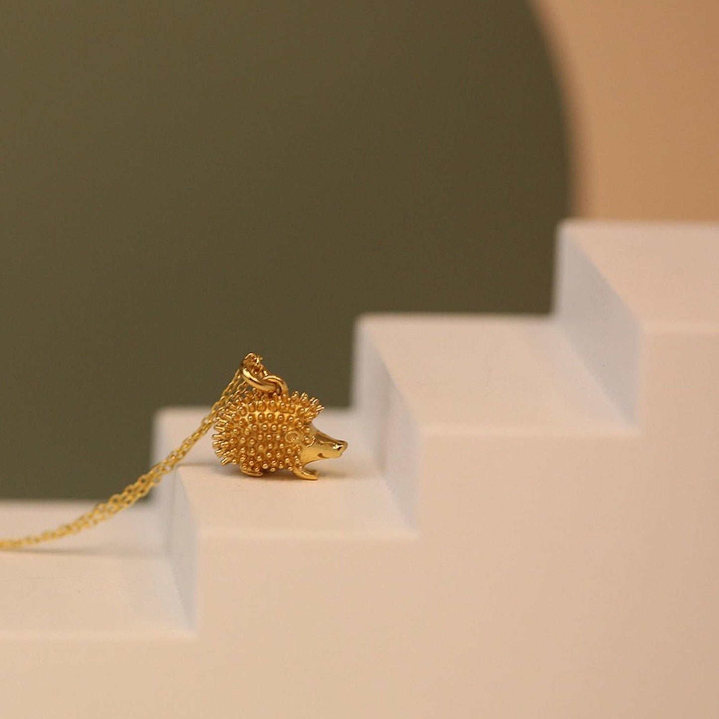 Gold Vermeil Hedgehog Pendant Necklace