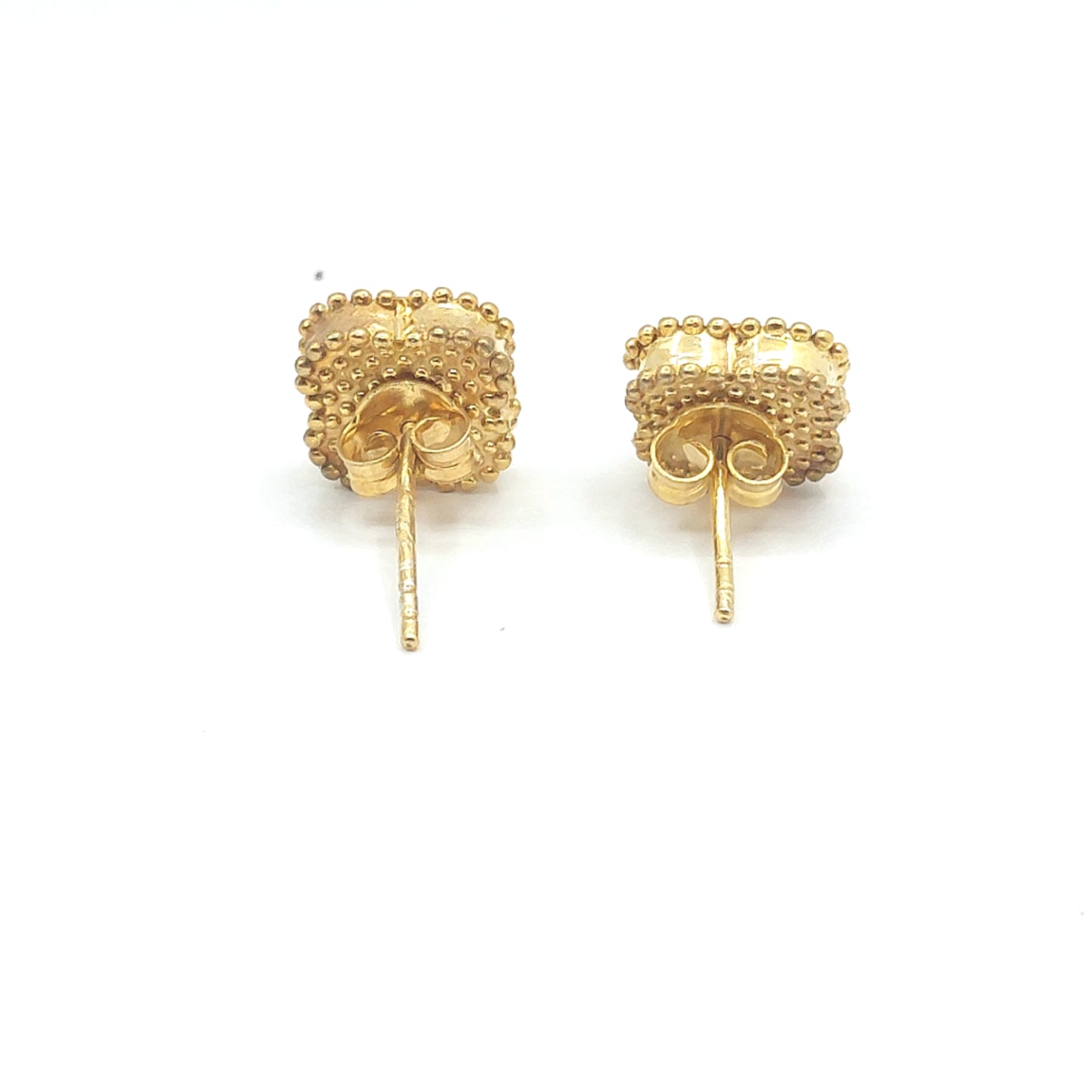 925 yellow gold onyx clover stud earrings