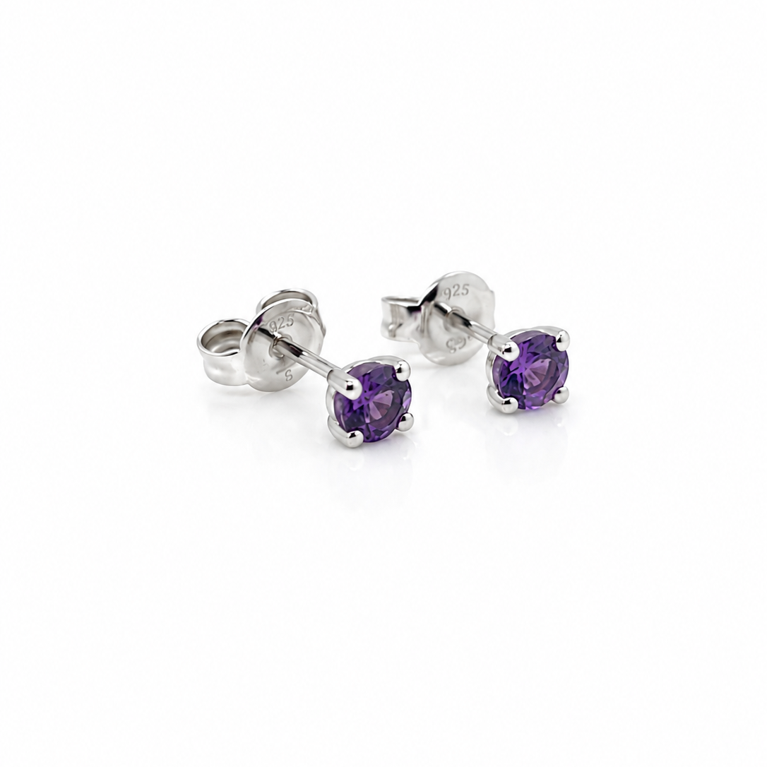 Sterling silver Amethyst stud earrings