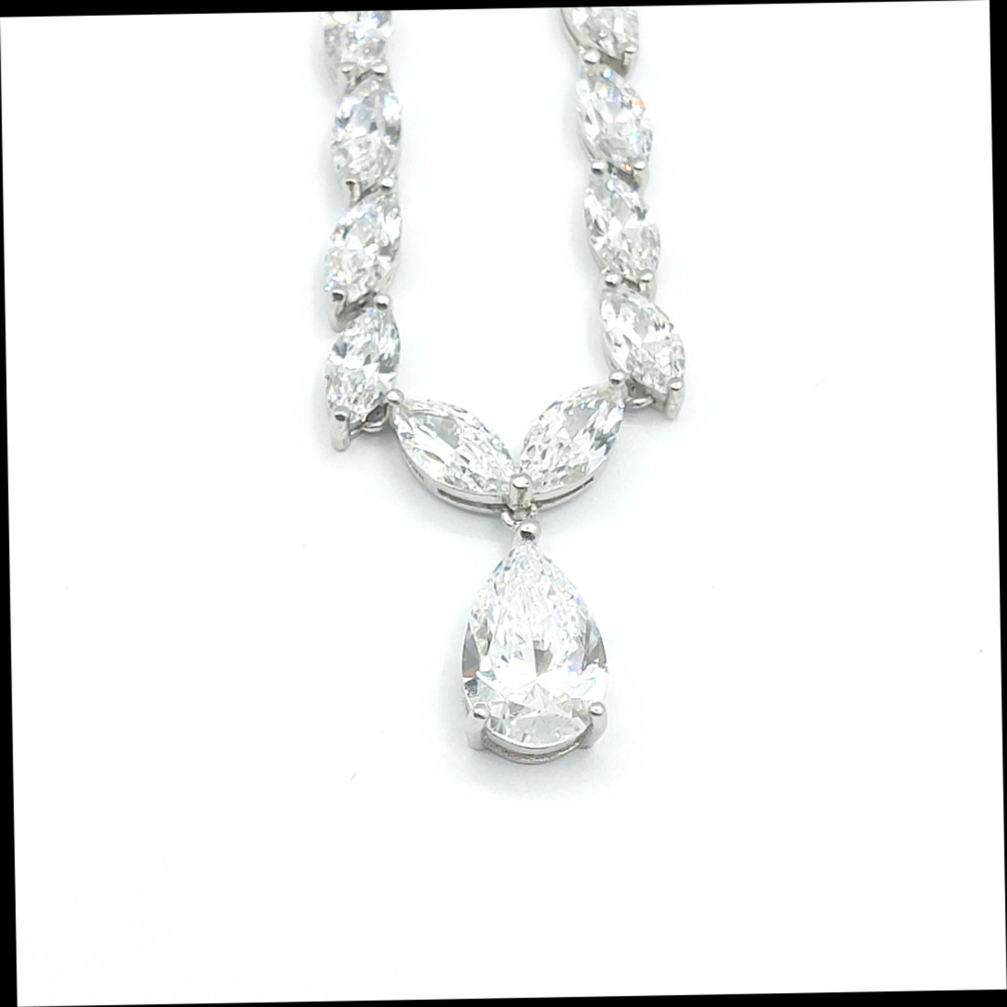 925 cz heavy pear necklace