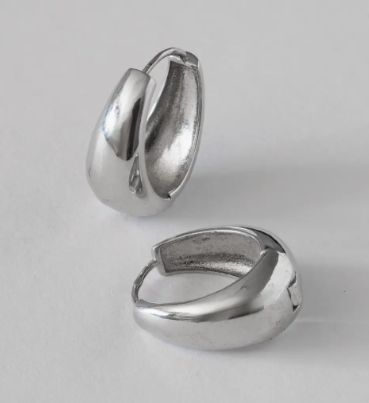 Sterling Silver Non-Tarnish Chunky Oval Hoops in Silver or Gold Plated