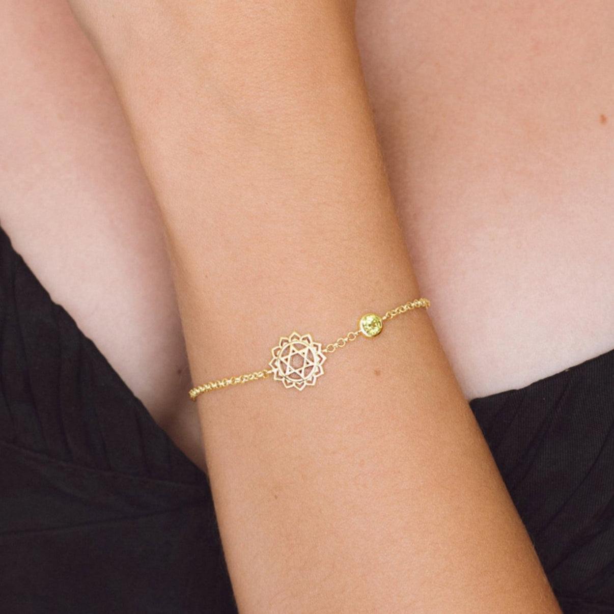 18ct Gold Vermeil, Sterling Silver Heart Chakra Bracelet