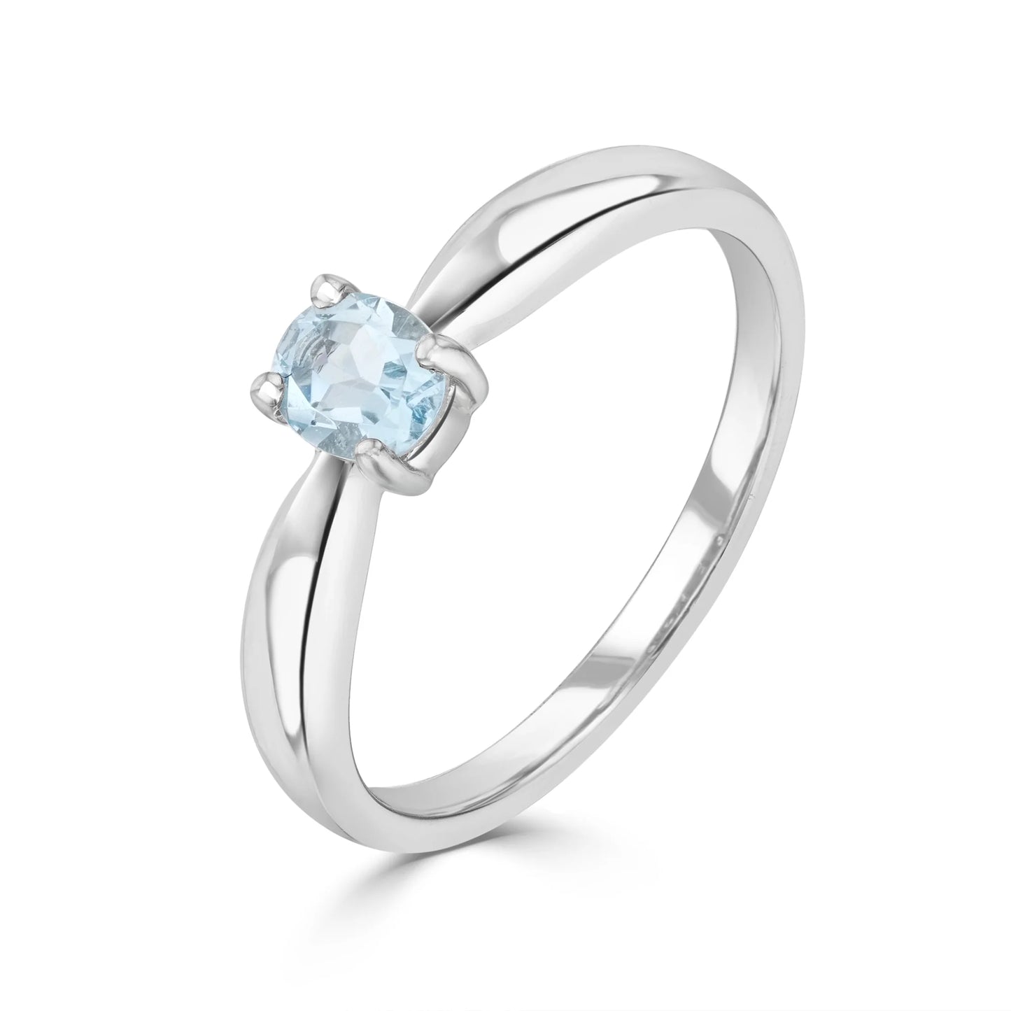 9ct White Gold Oval Aquamarine Ring